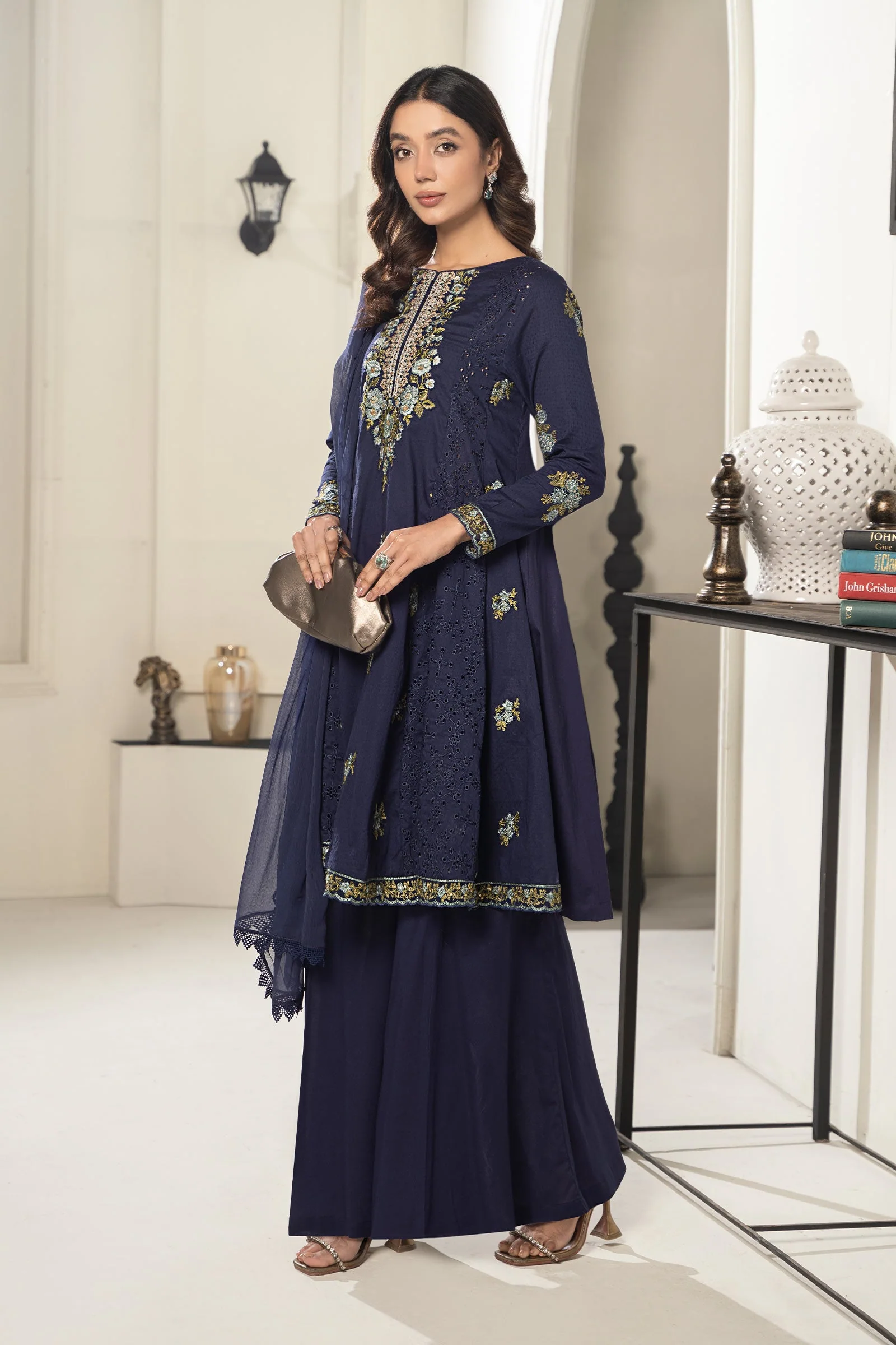 3 Piece Embroidered Dobby Suit - Image 5