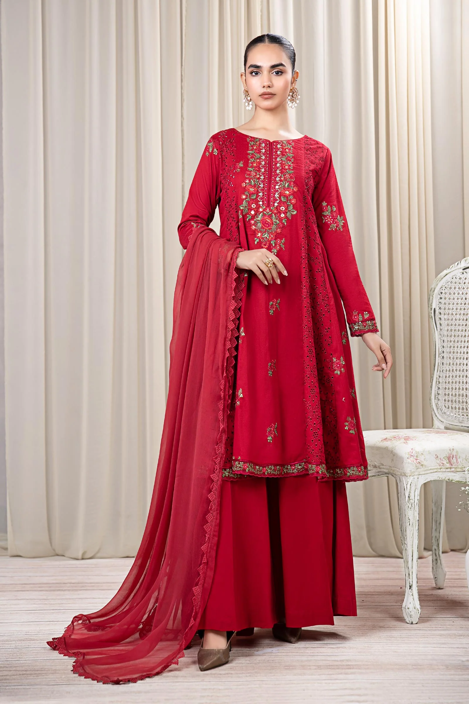 3 Piece Embroidered Dobby Suit - Image 2