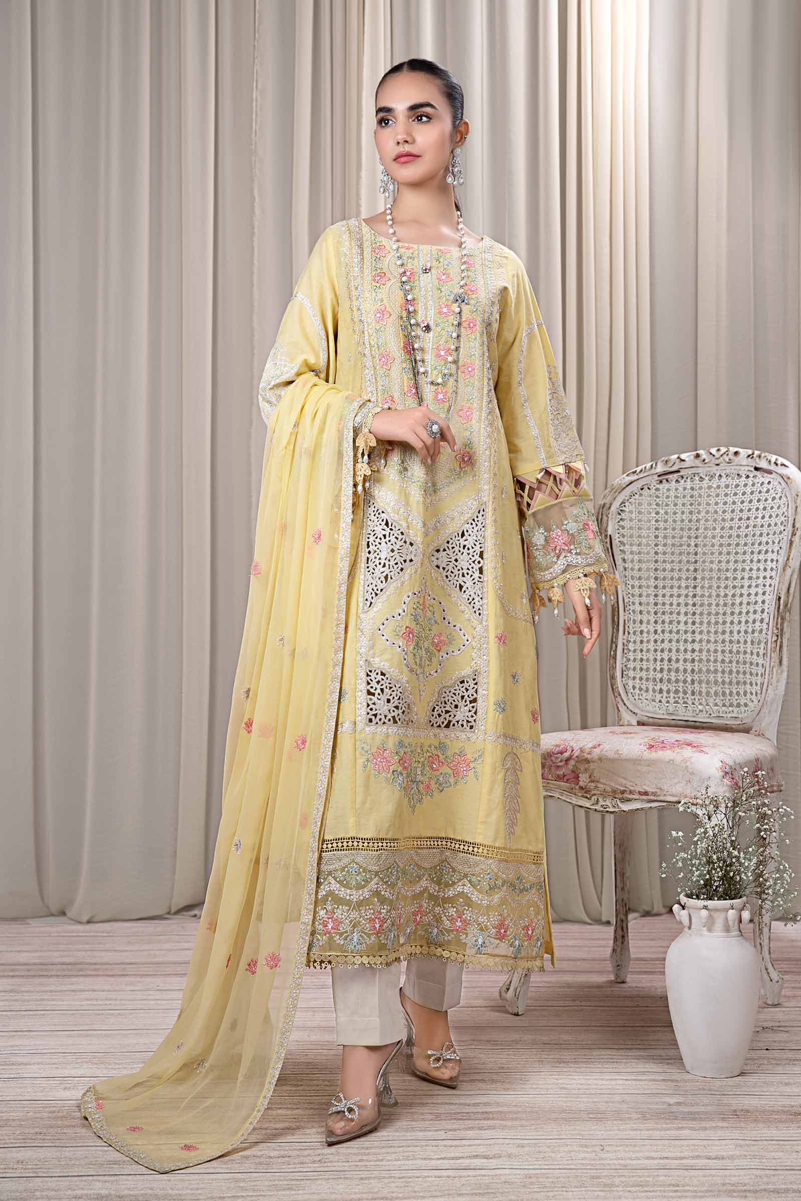 3 Piece Embroidered Self Jacquard Suit