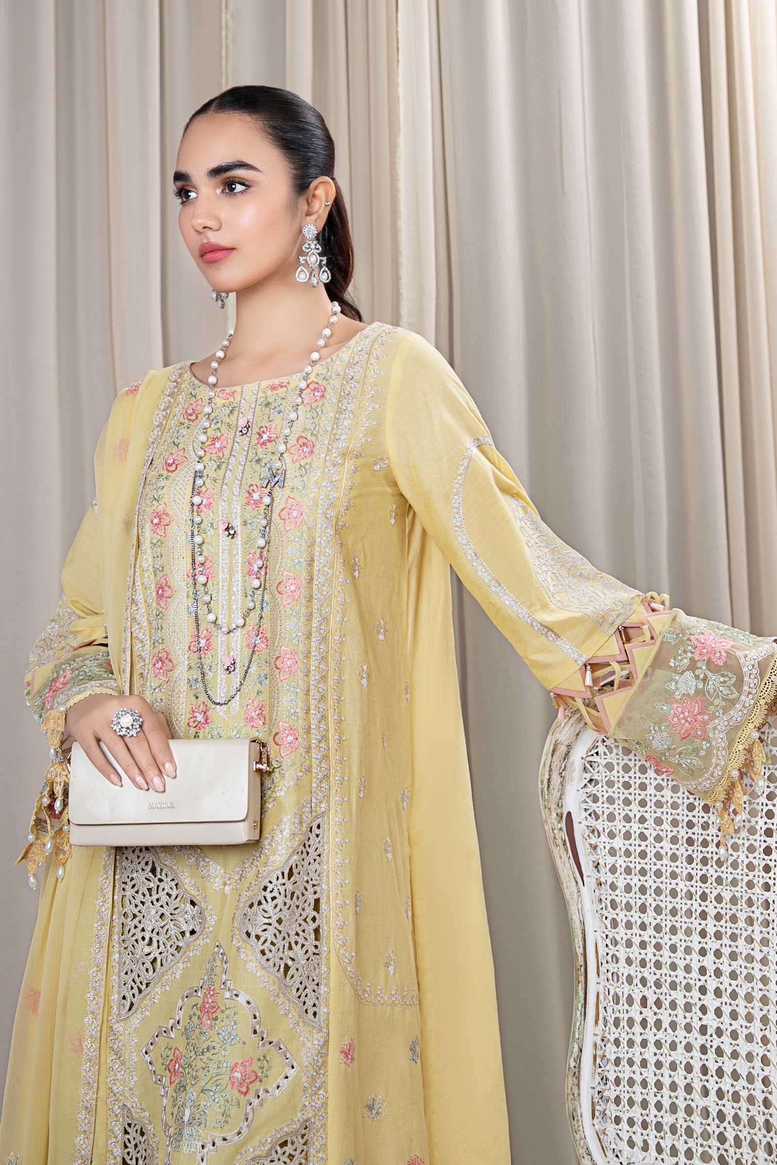 3 Piece Embroidered Self Jacquard Suit - Image 2