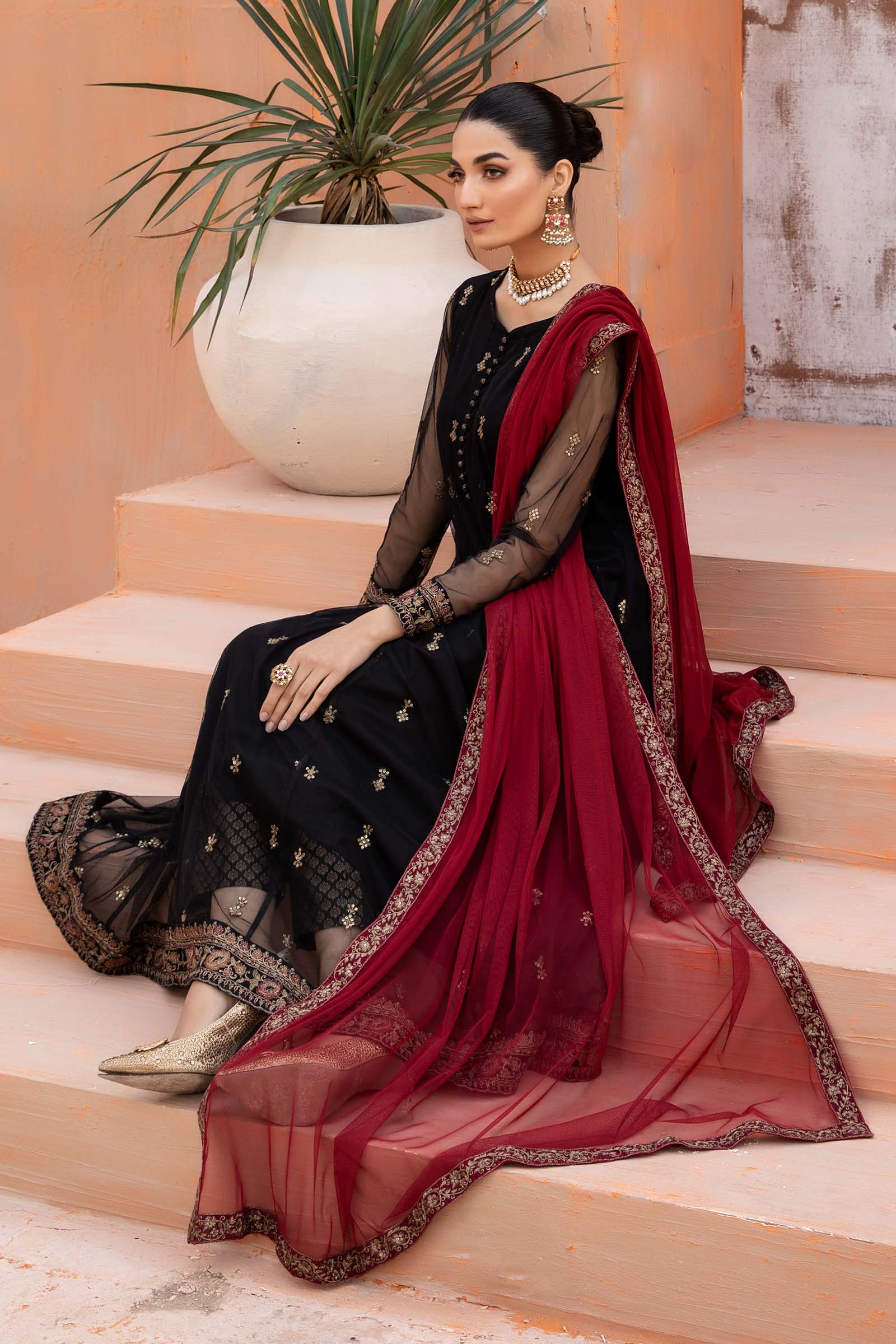 3 Piece Embroidered Net Suit - Image 2
