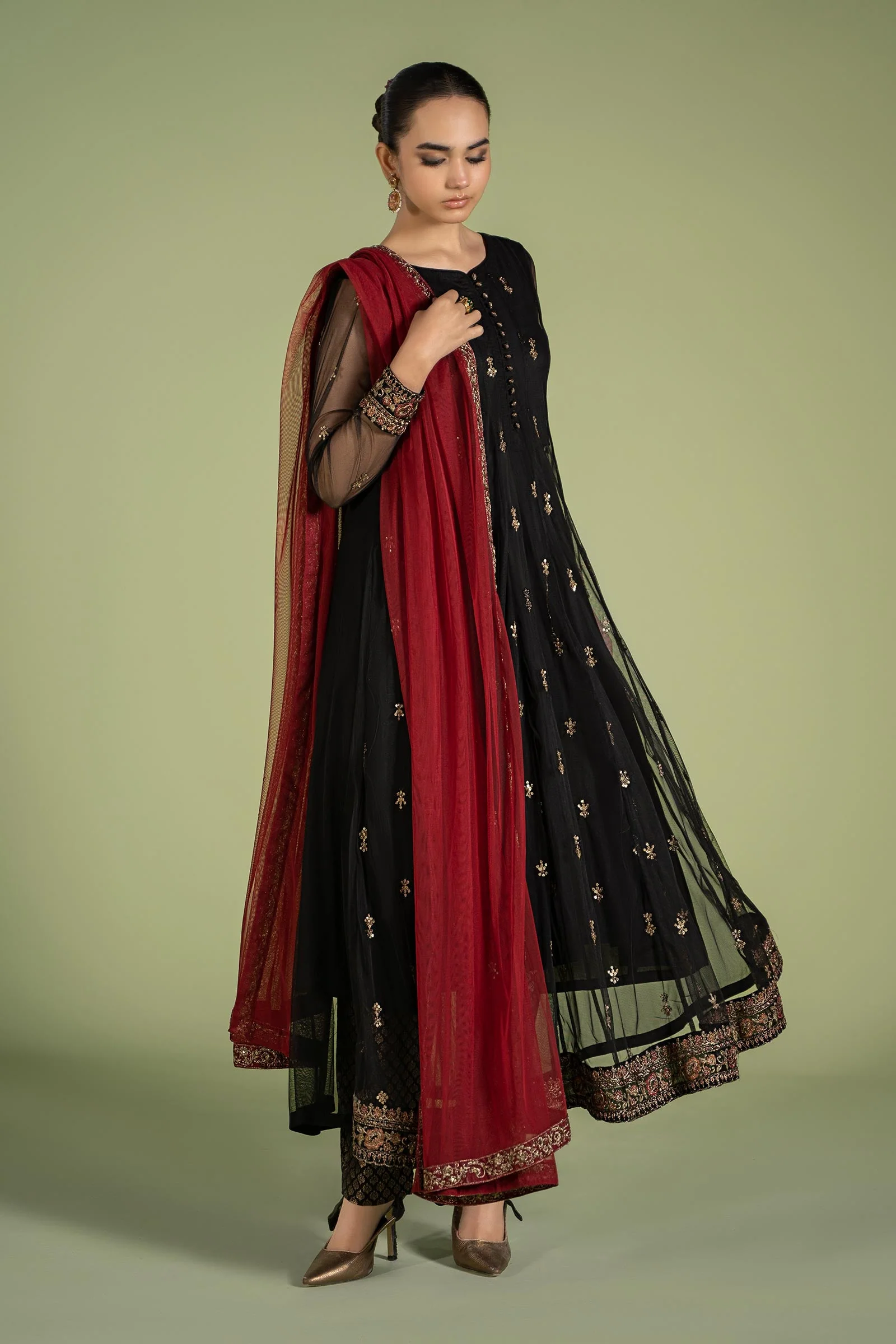 3 Piece Embroidered Net Suit - Image 8