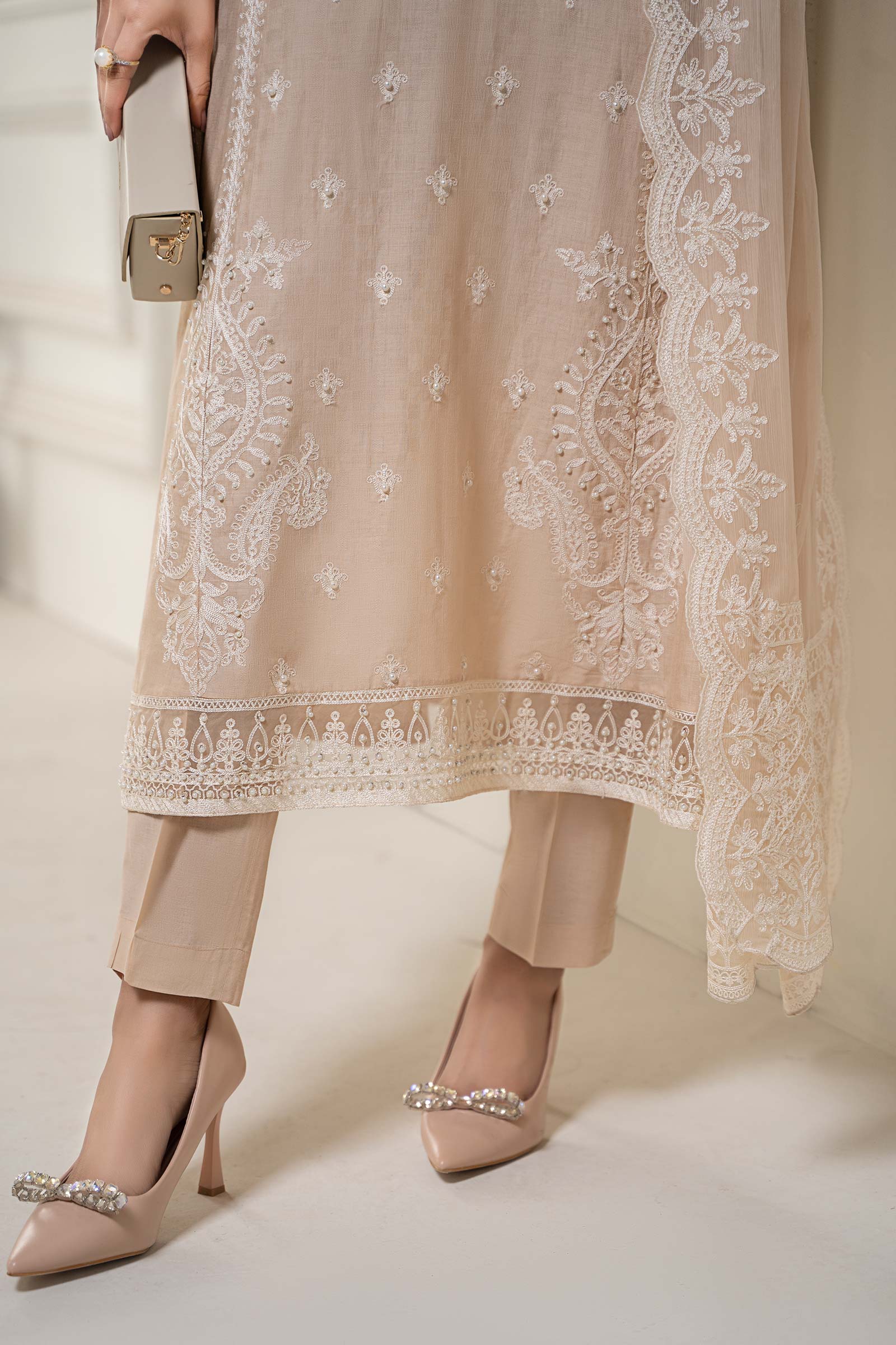 3 Piece Embroidered Self Jacquard Suit - Image 5