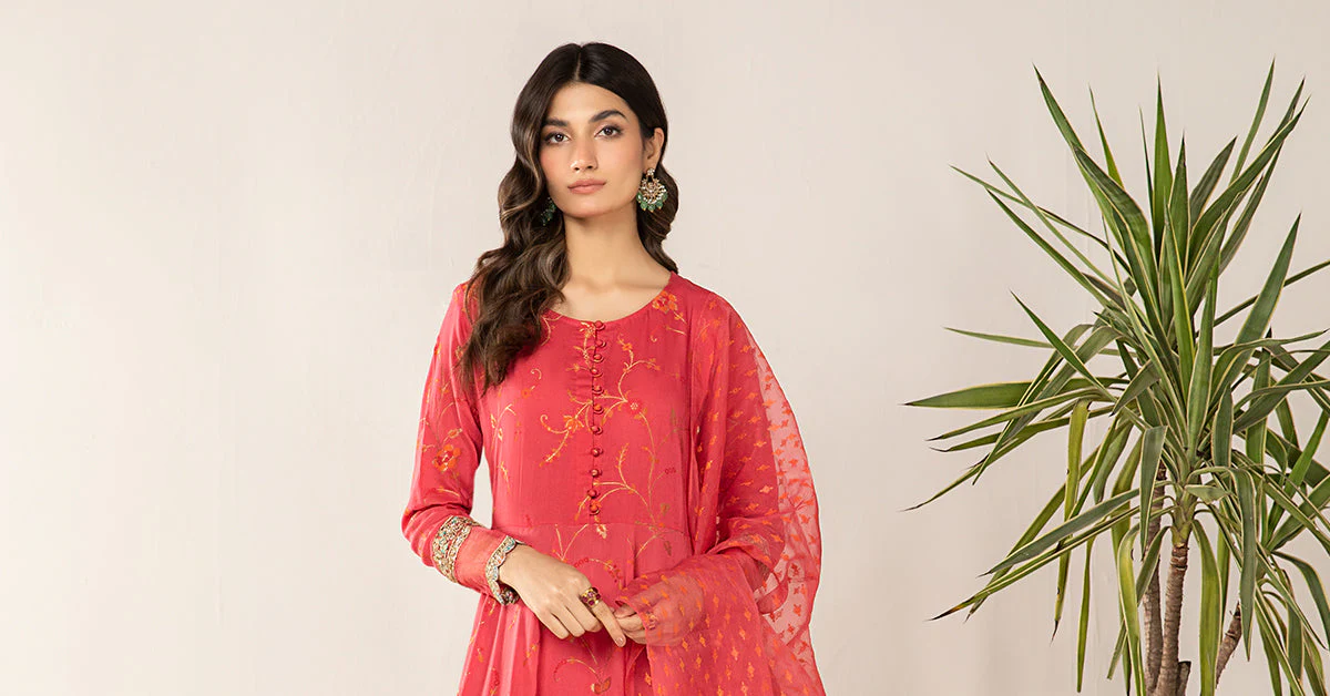 3 Piece Embroidered Jacquard Broshia Suit - Image 10