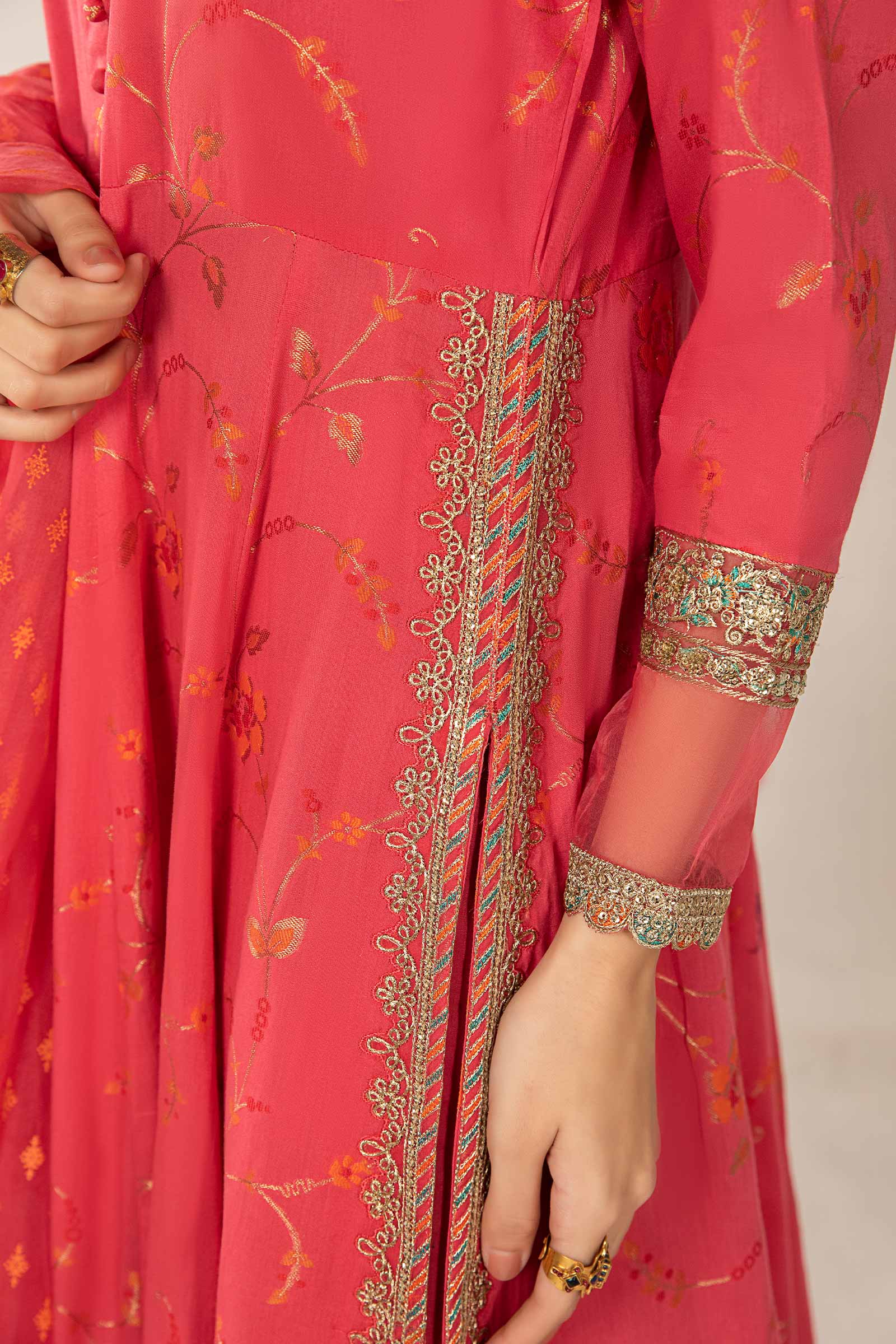 3 Piece Embroidered Jacquard Broshia Suit - Image 6