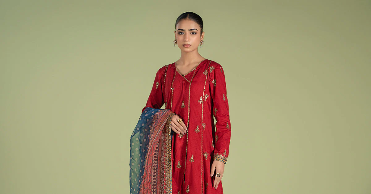 3 Piece Embroidered Dobby Suit - Image 7