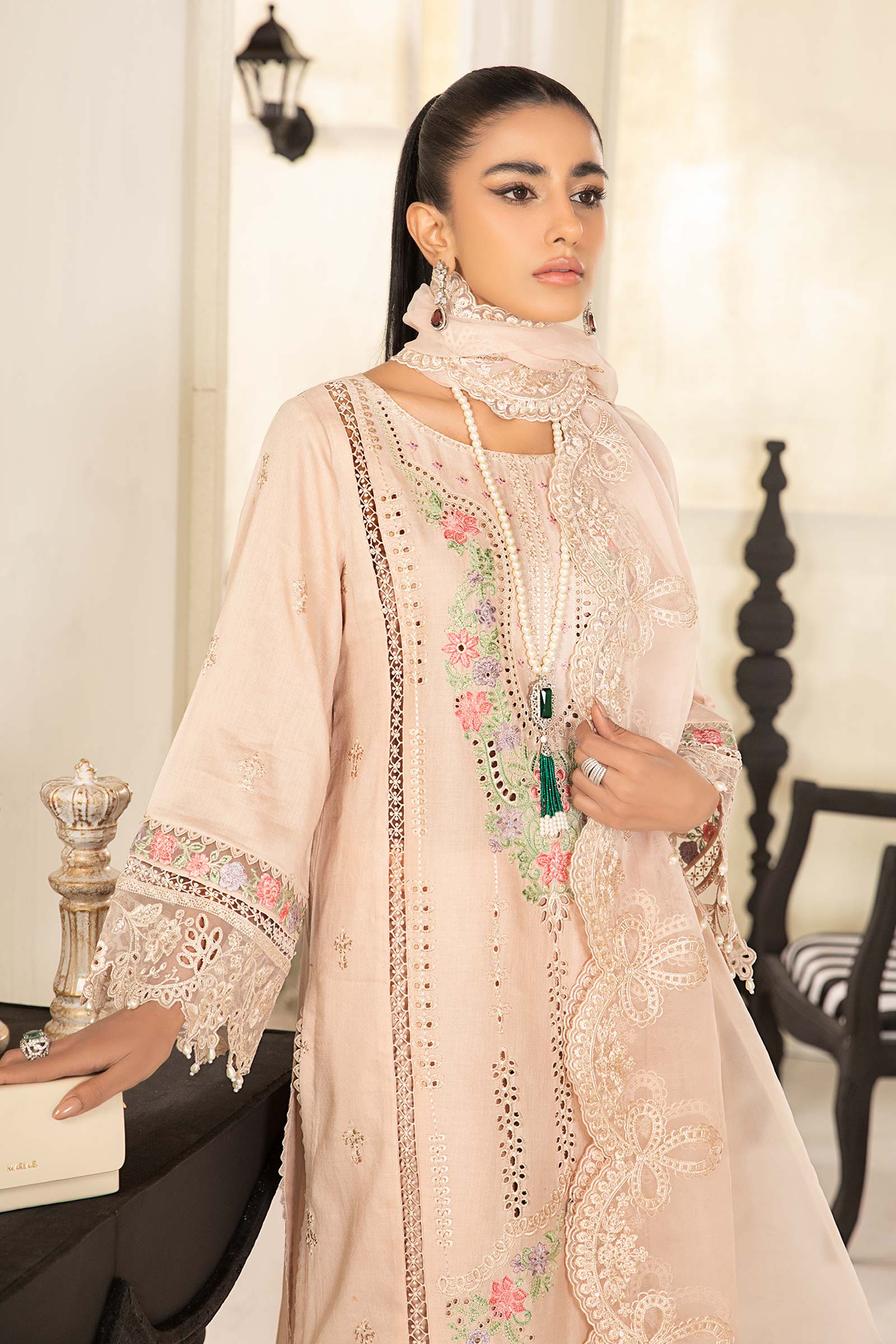 3 Piece Embroidered Dobby Suit - Image 2