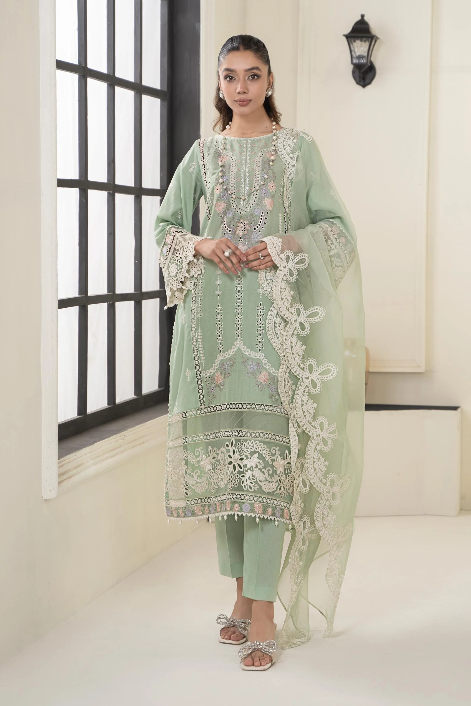 3 Piece Embroidered Dobby Suit