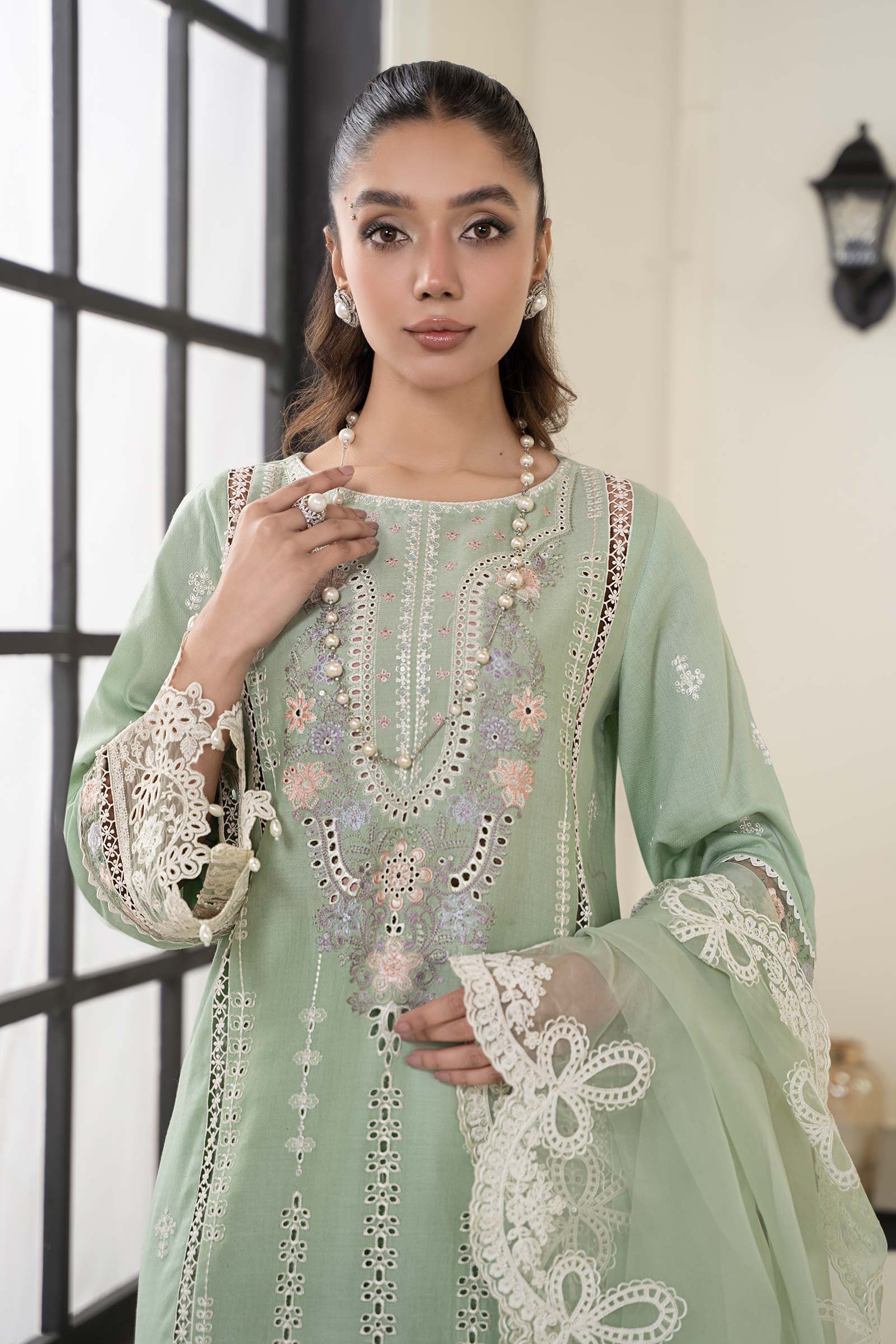 3 Piece Embroidered Dobby Suit - Image 2