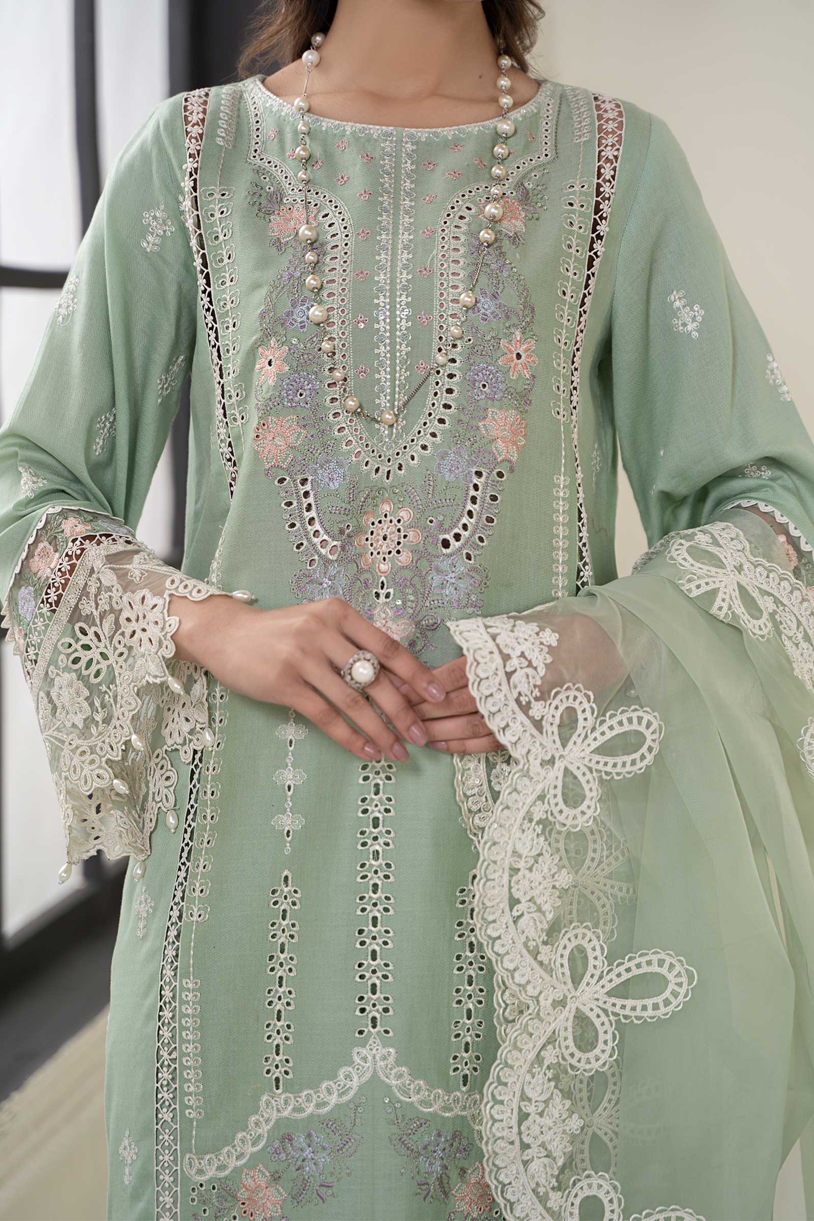 3 Piece Embroidered Dobby Suit - Image 4