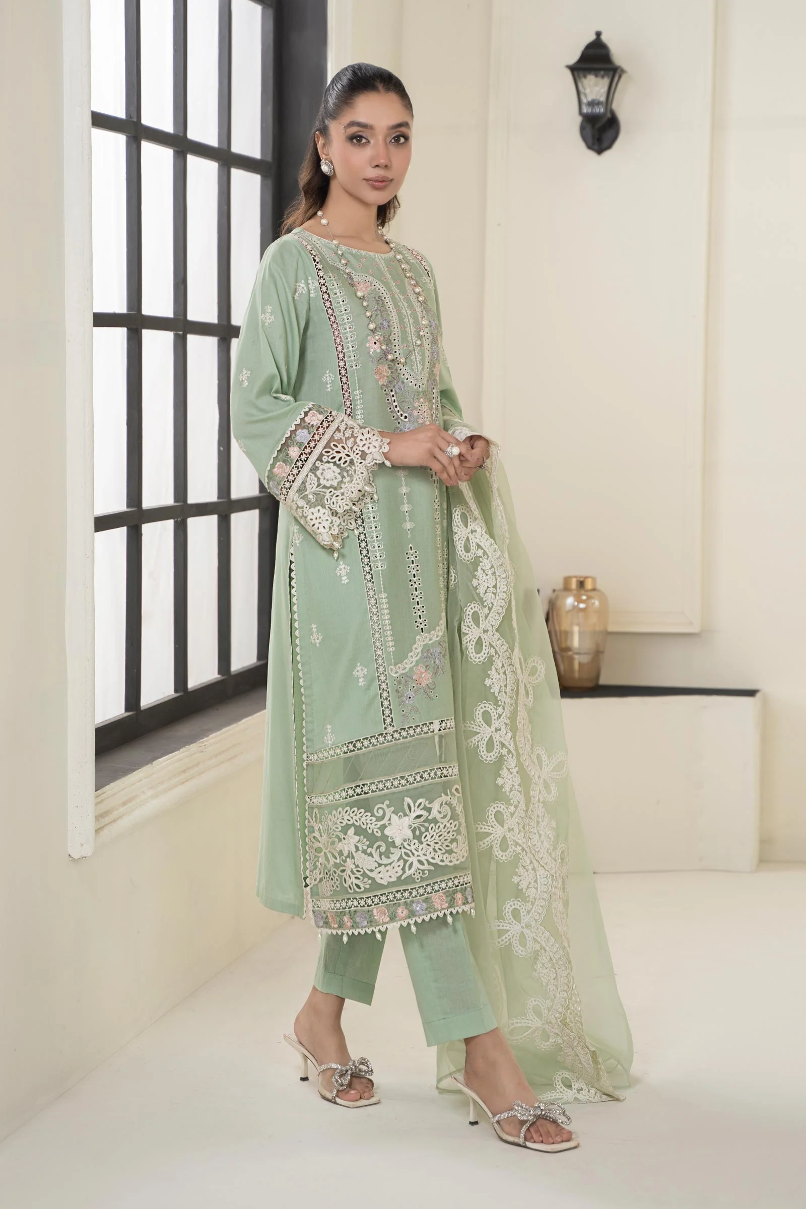 3 Piece Embroidered Dobby Suit - Image 6