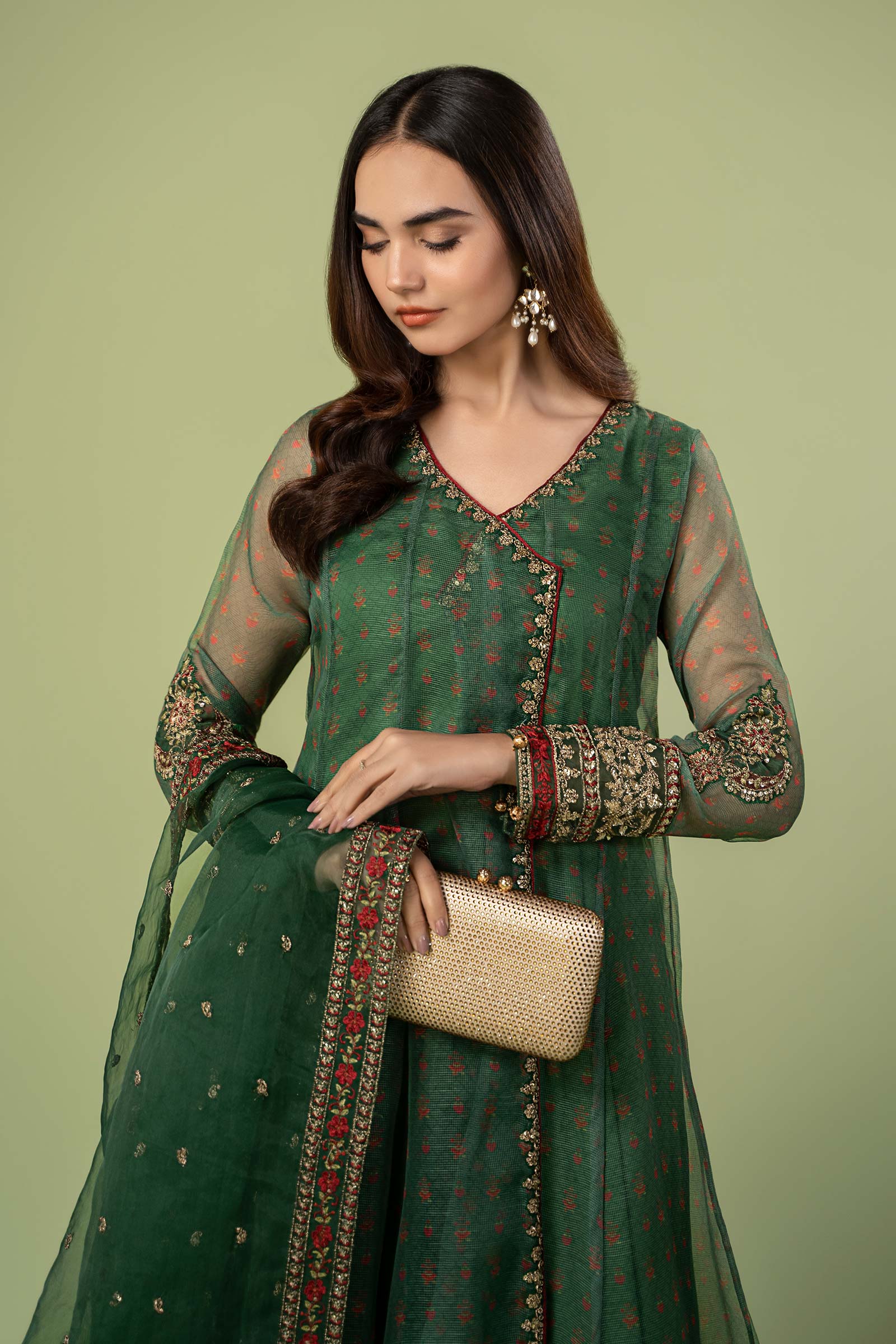 3 Piece Embroidered Net Organza Suit - Image 2