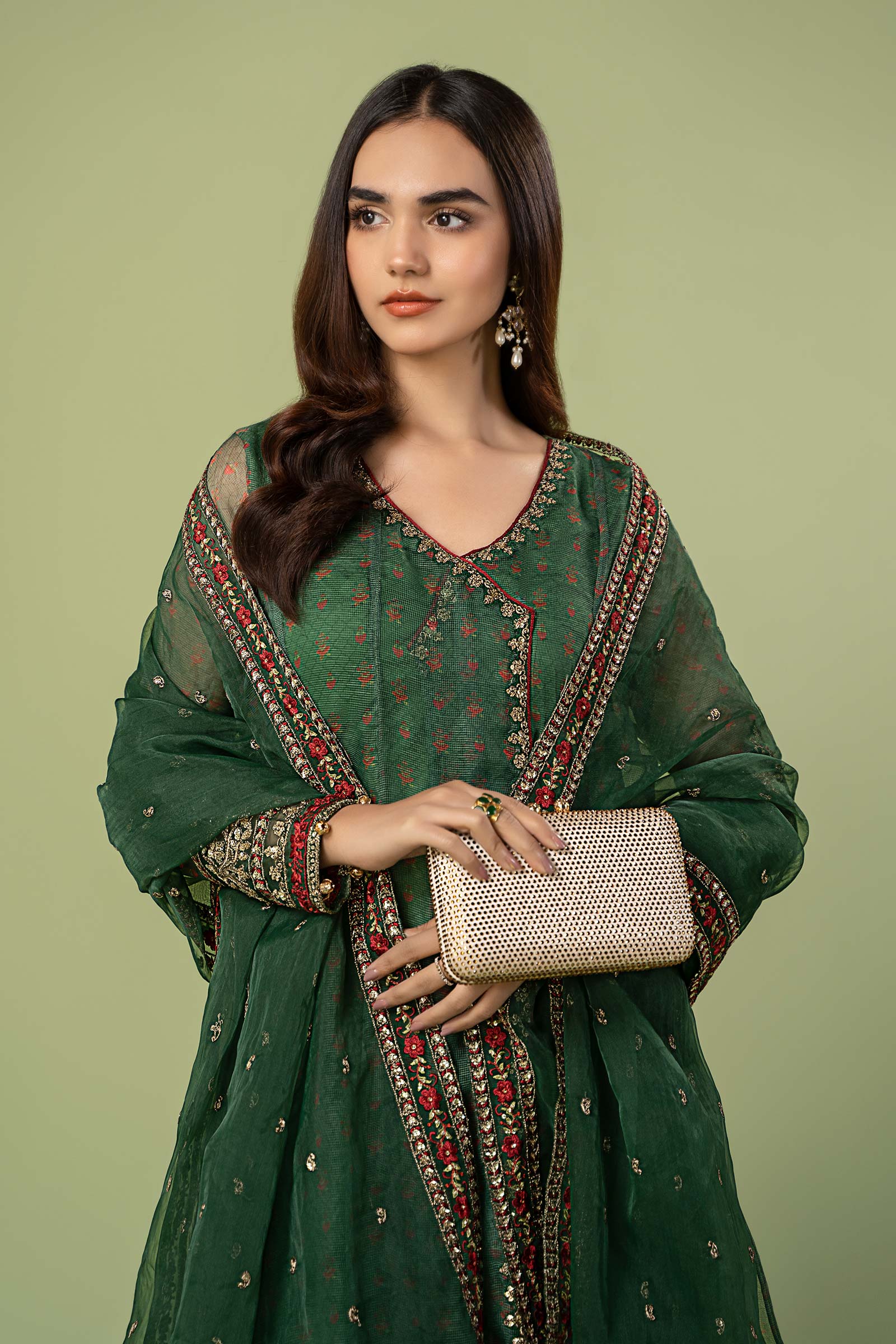 3 Piece Embroidered Net Organza Suit - Image 3