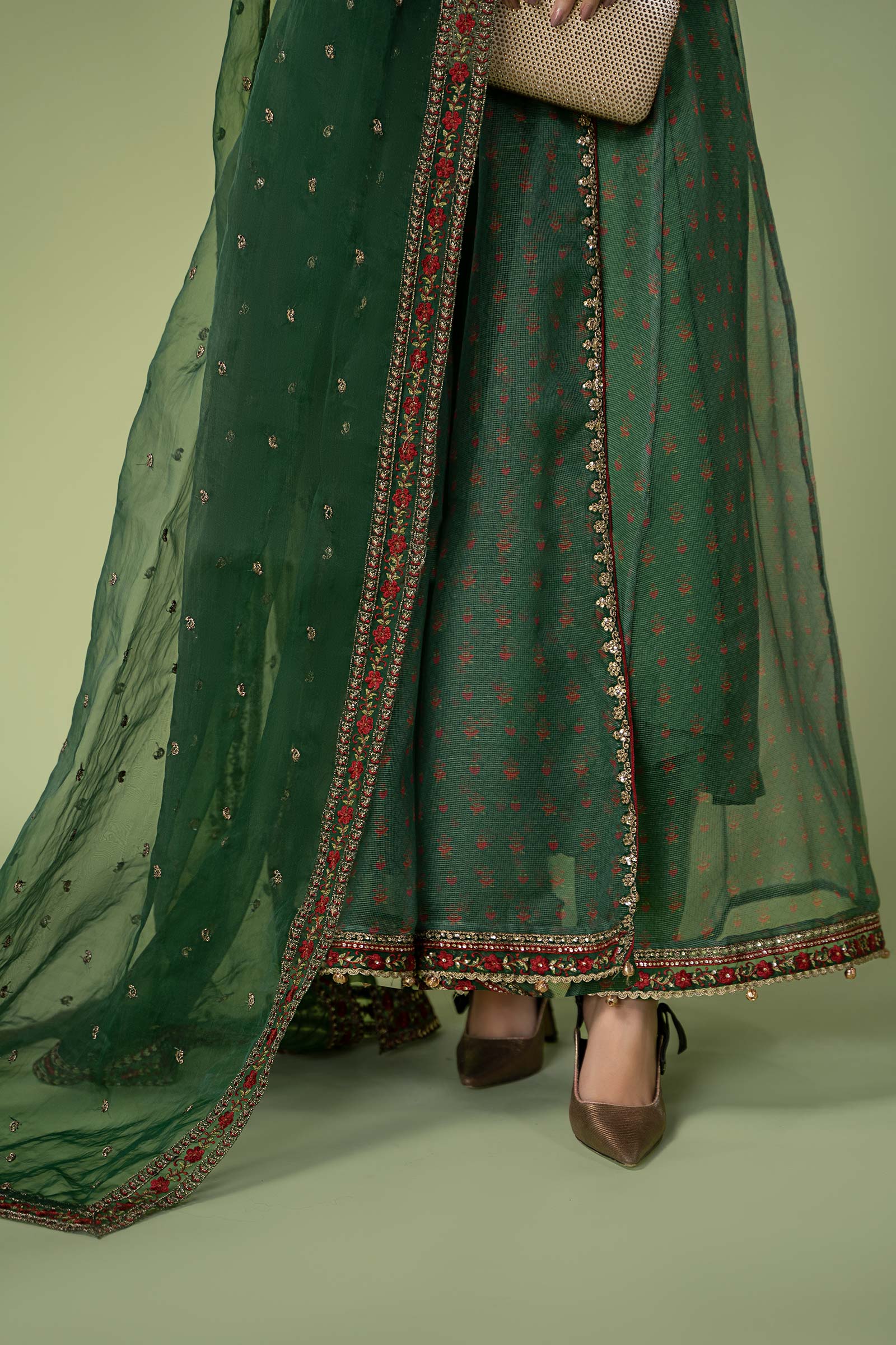 3 Piece Embroidered Net Organza Suit - Image 4