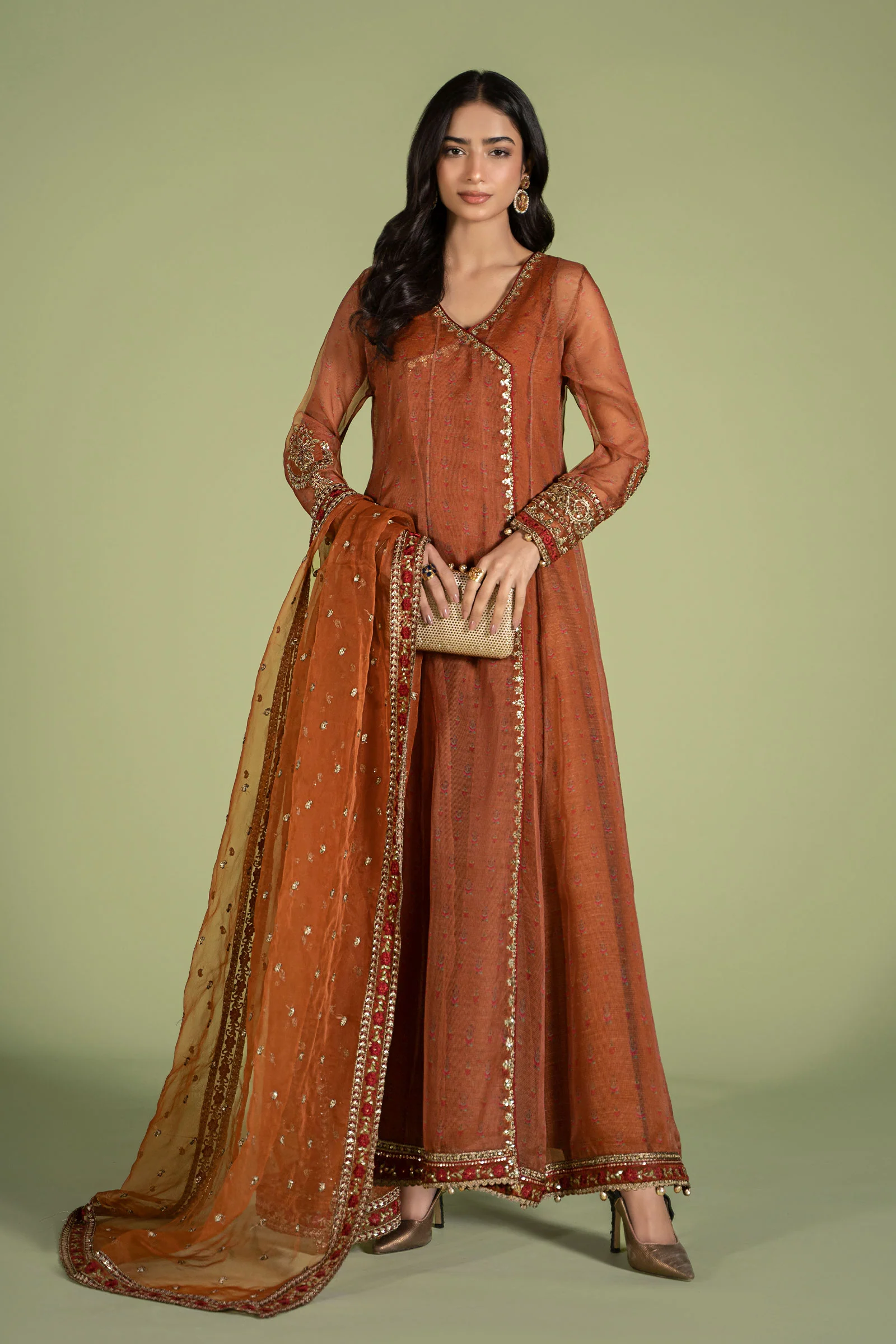 3 Piece Embroidered Net Organza Suit - Image 3