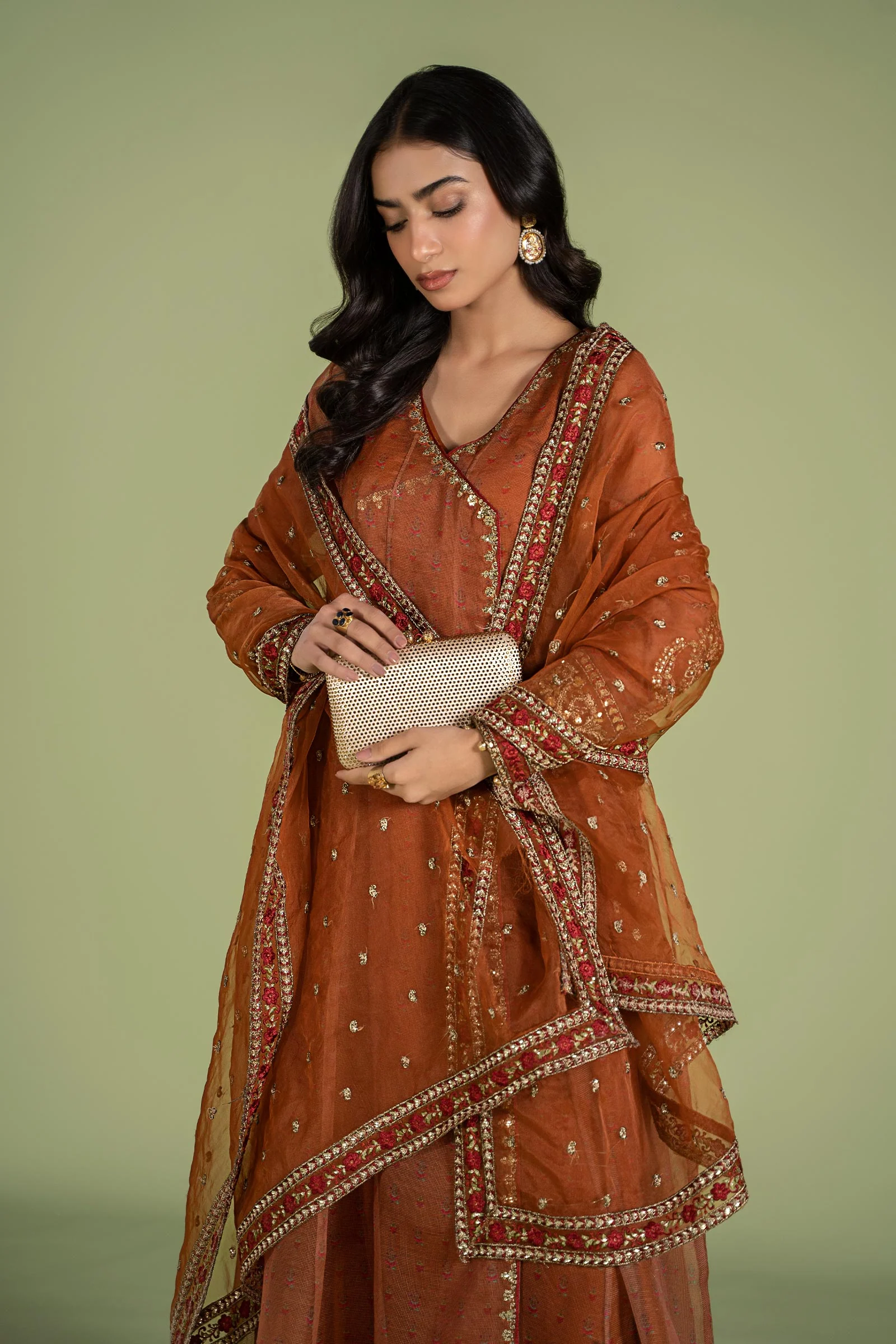 3 Piece Embroidered Net Organza Suit - Image 4