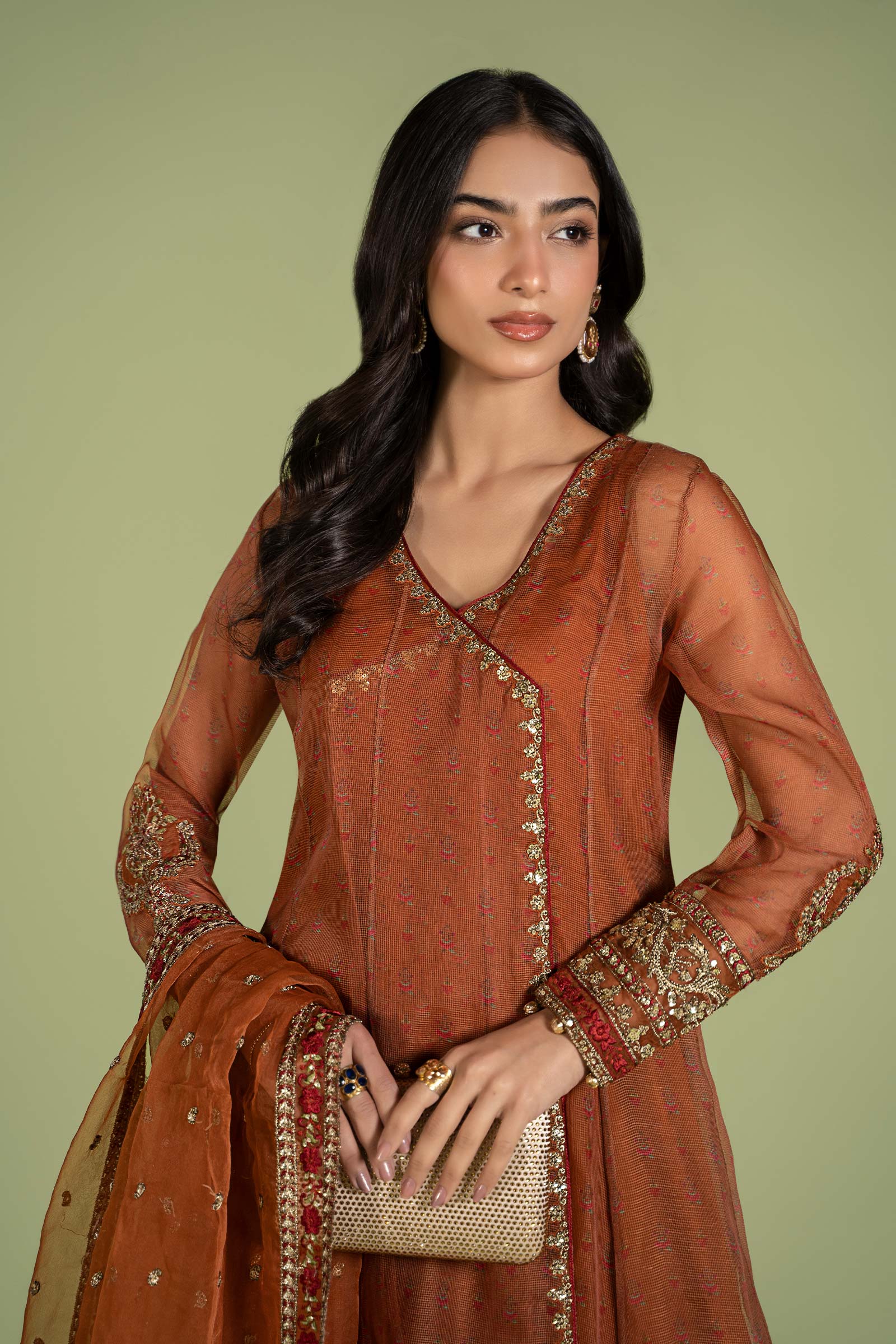 3 Piece Embroidered Net Organza Suit - Image 5