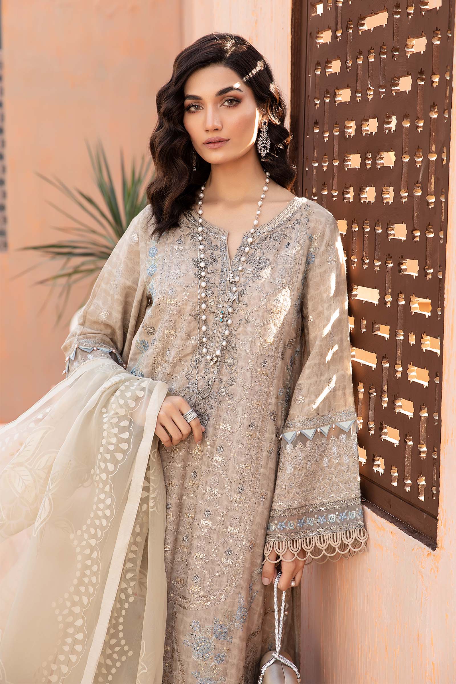 3 Piece Embroidered Self Jacquard Suit - Image 2