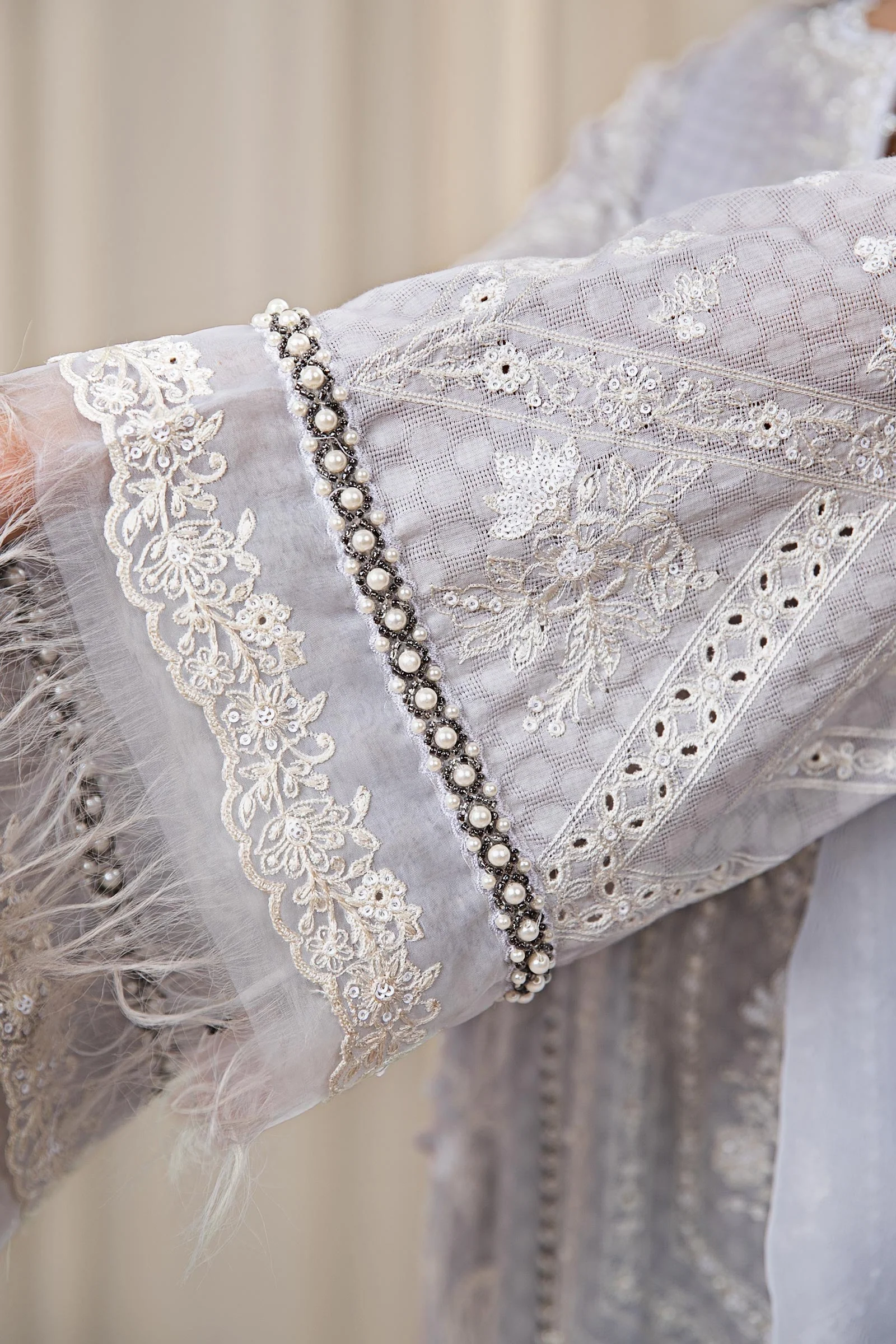 3 Piece Embroidered Self Jacquard Suit - Image 4