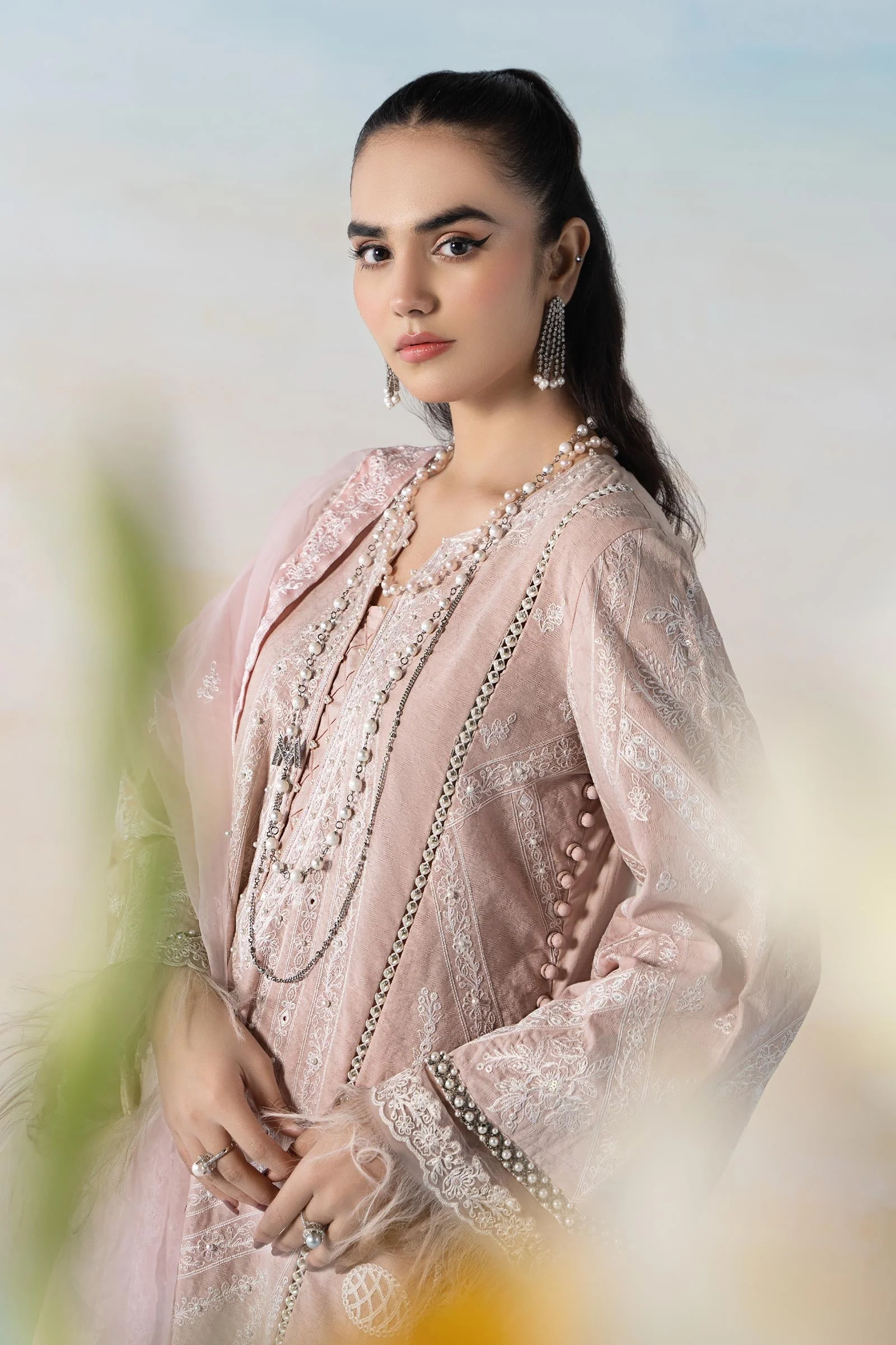 3 Piece Embroidered Self Jacquard Suit - Image 2