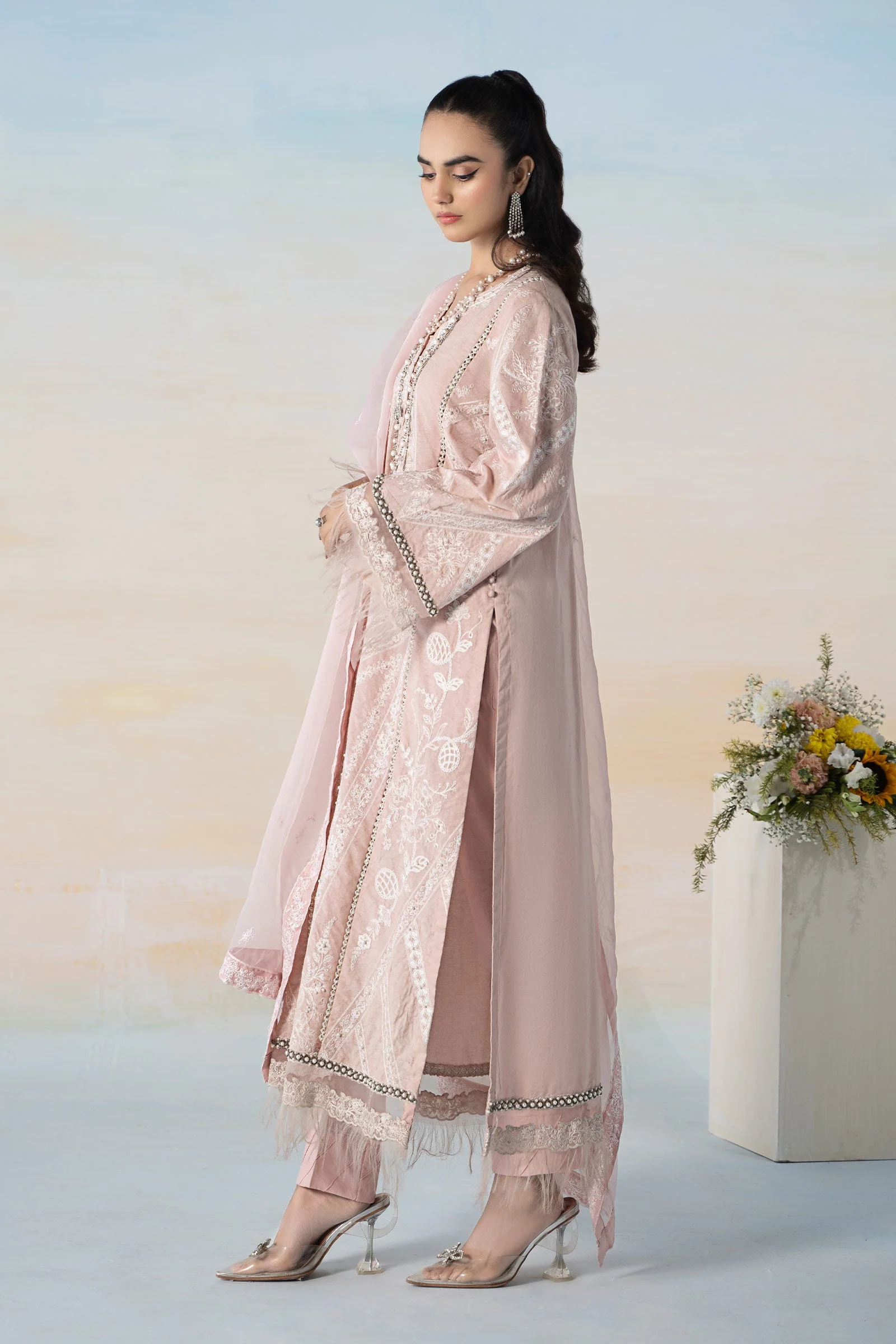 3 Piece Embroidered Self Jacquard Suit - Image 6