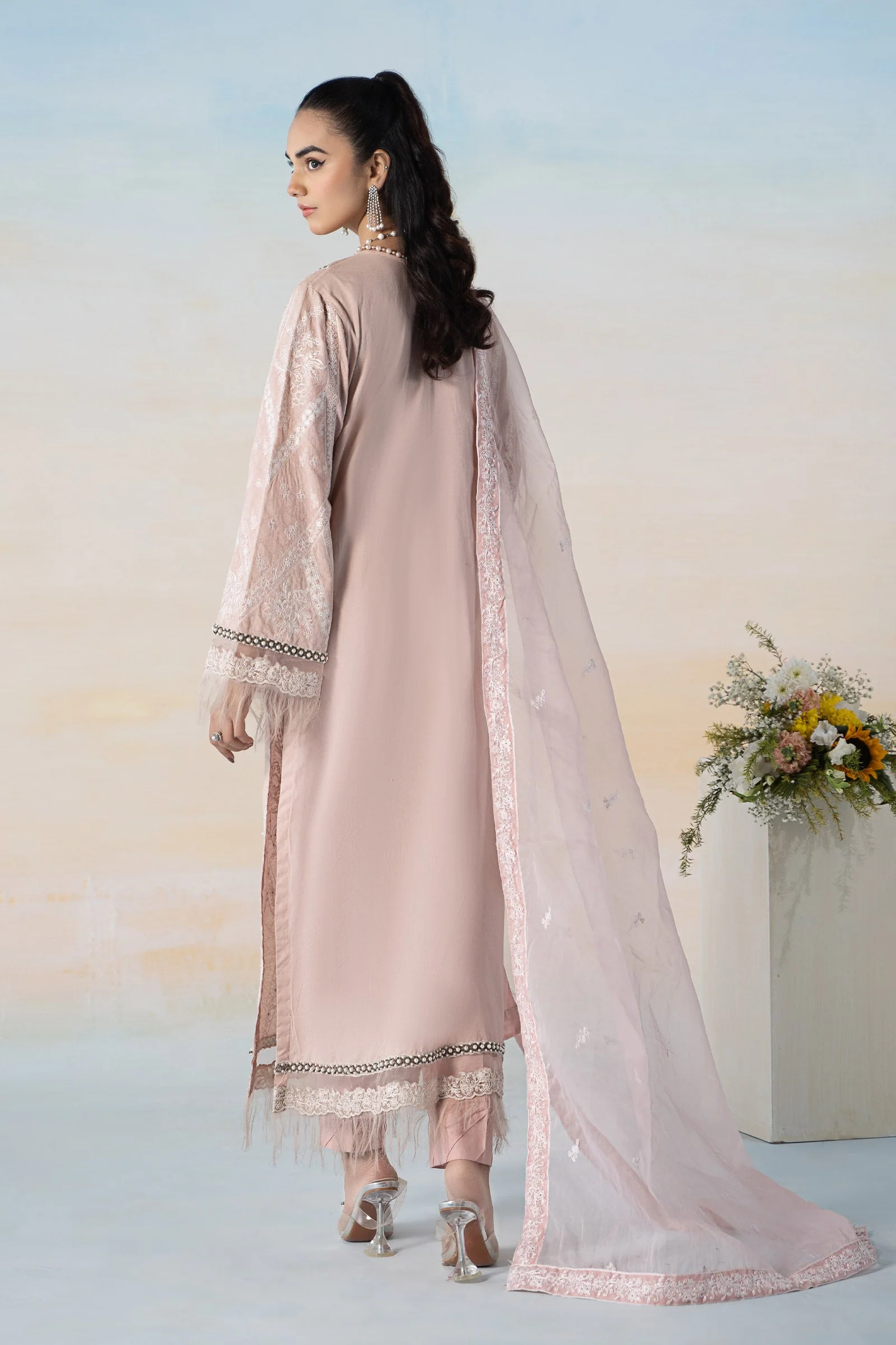 3 Piece Embroidered Self Jacquard Suit - Image 7