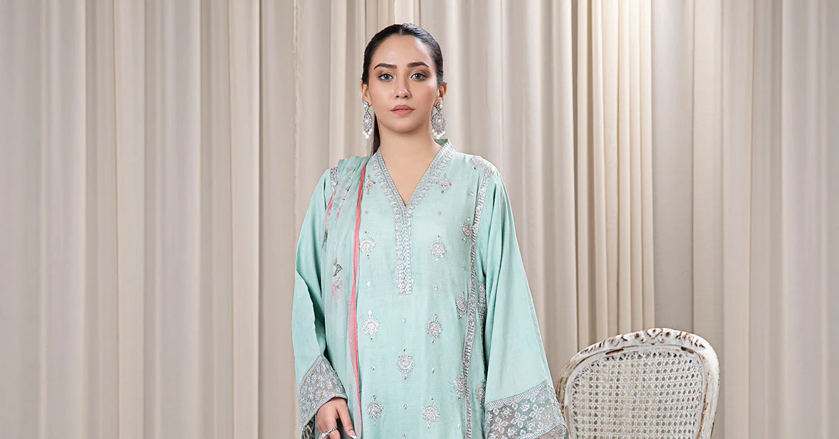 3 Piece Embroidered Dobby Suit - Image 10