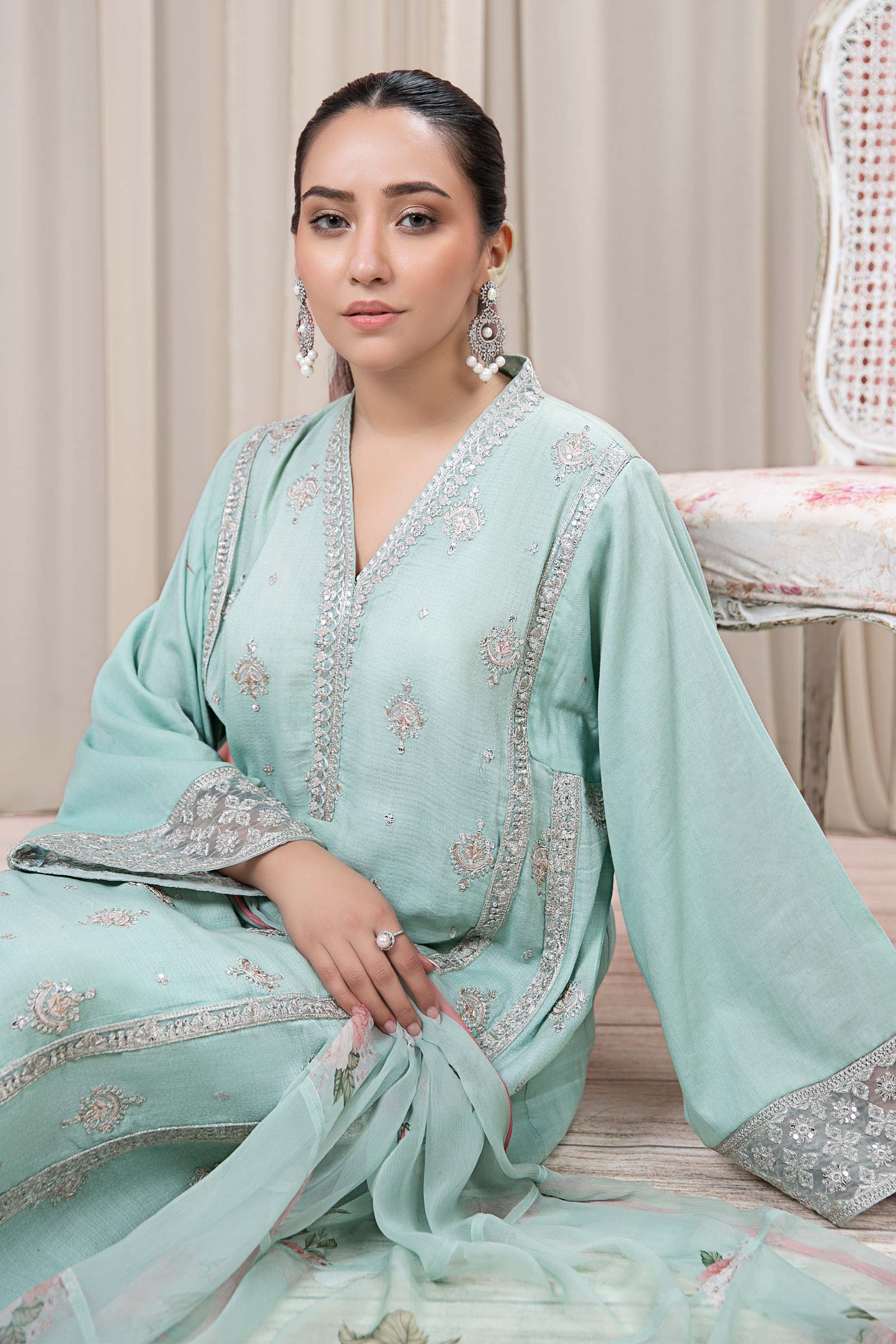3 Piece Embroidered Dobby Suit - Image 2