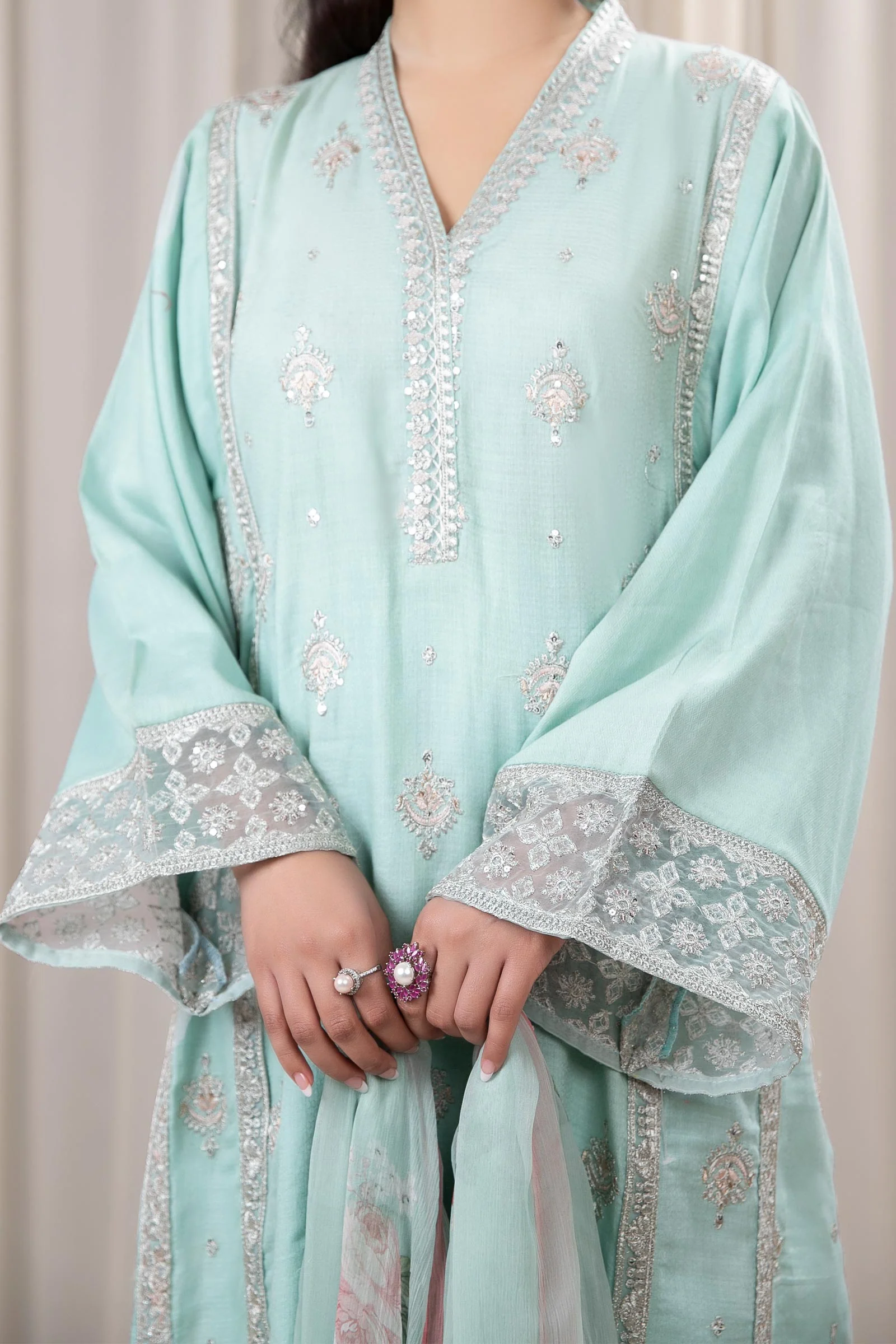 3 Piece Embroidered Dobby Suit - Image 5