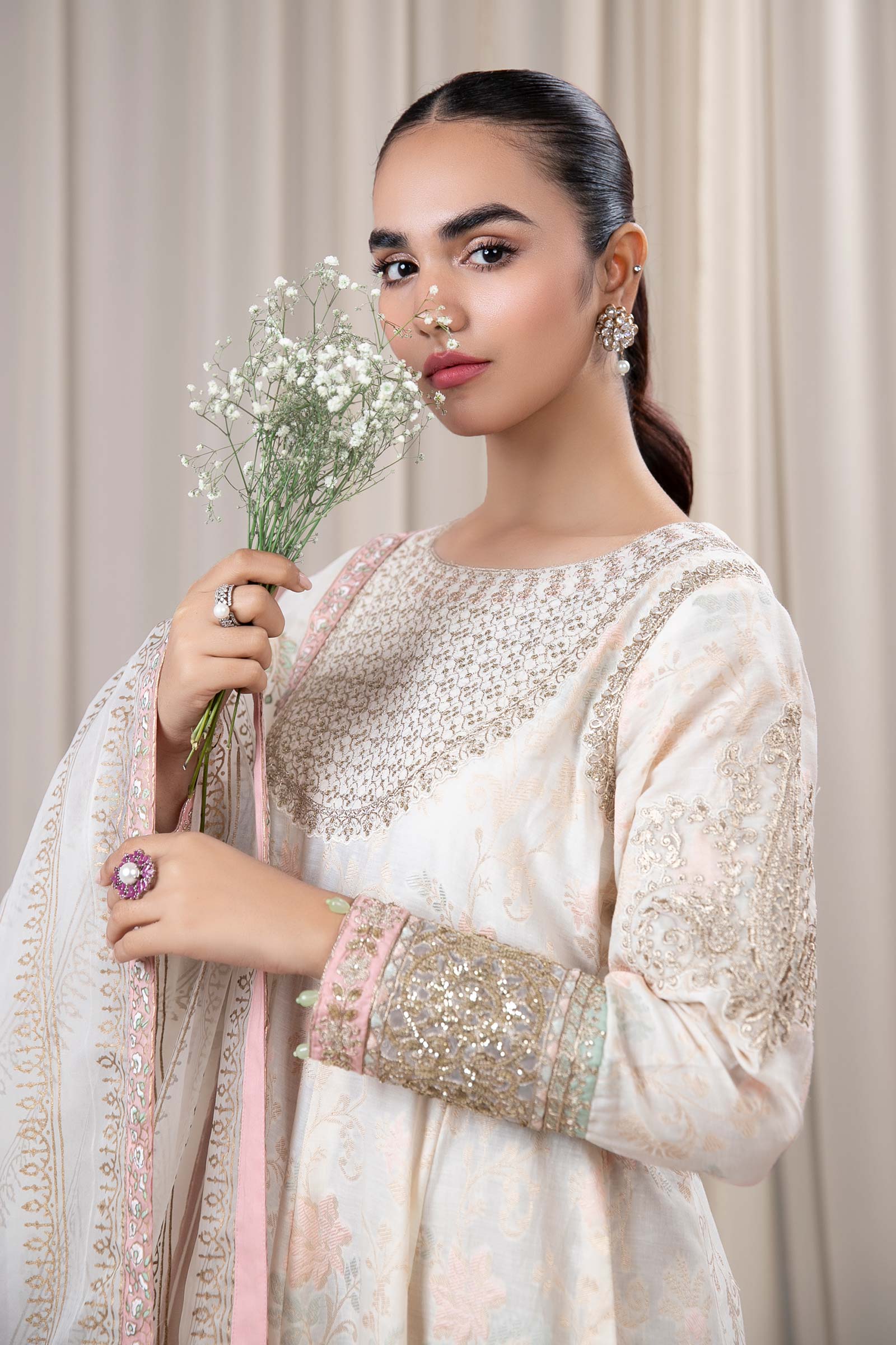 3 Piece Embroidered Jacquard Broshia Suit - Image 2