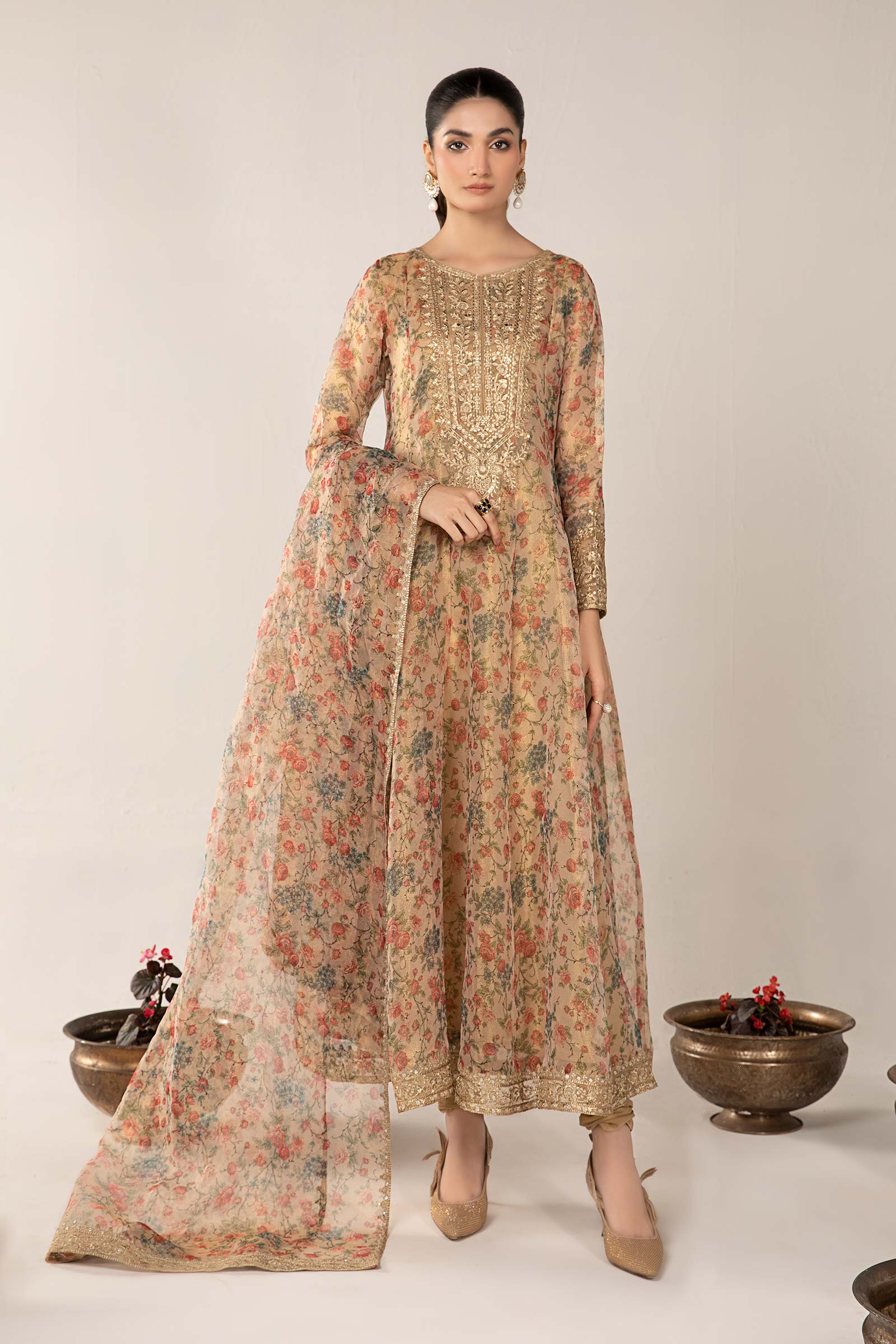 3 Piece Printed Organza Masoori Net Suit - Image 4