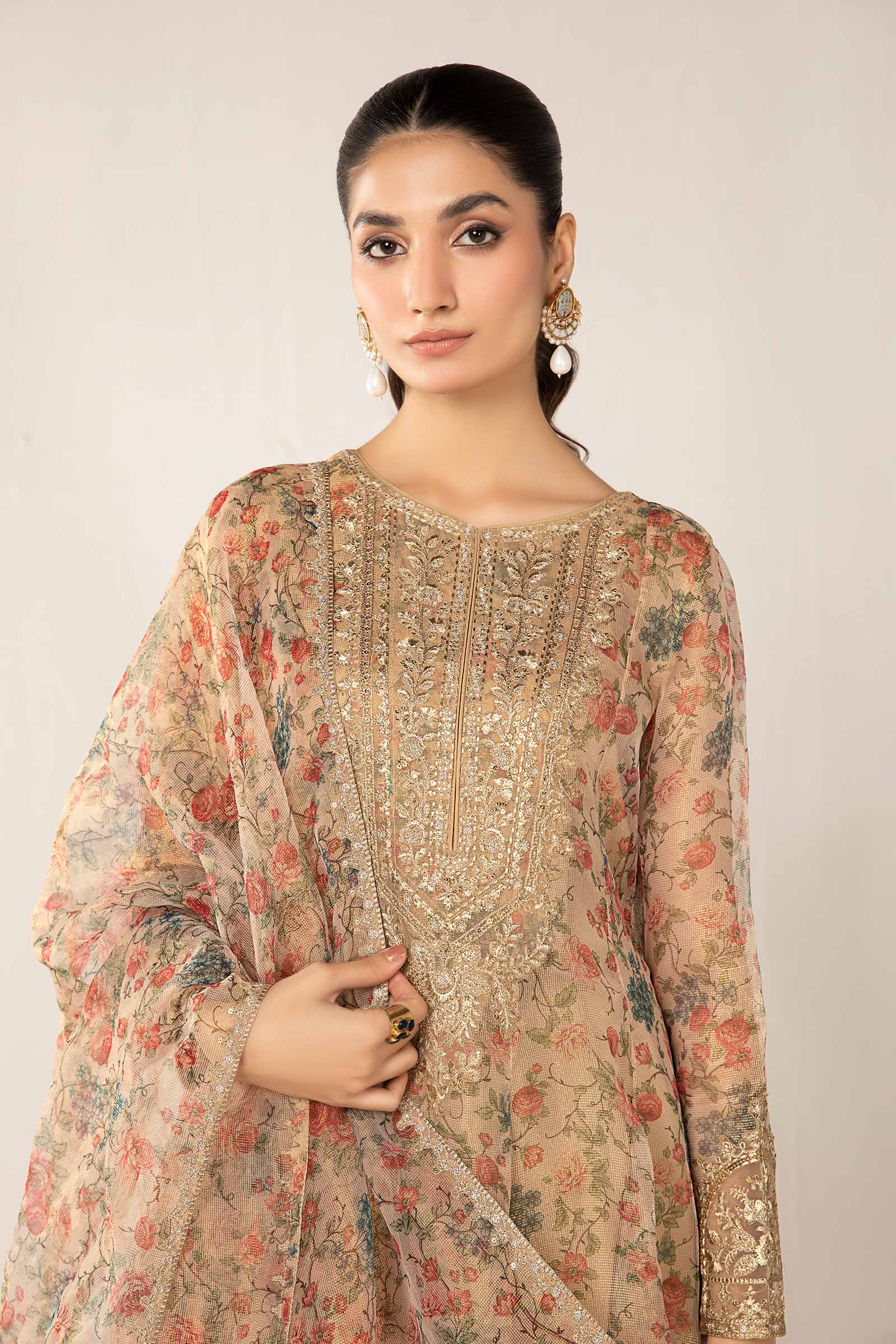 3 Piece Printed Organza Masoori Net Suit - Image 6