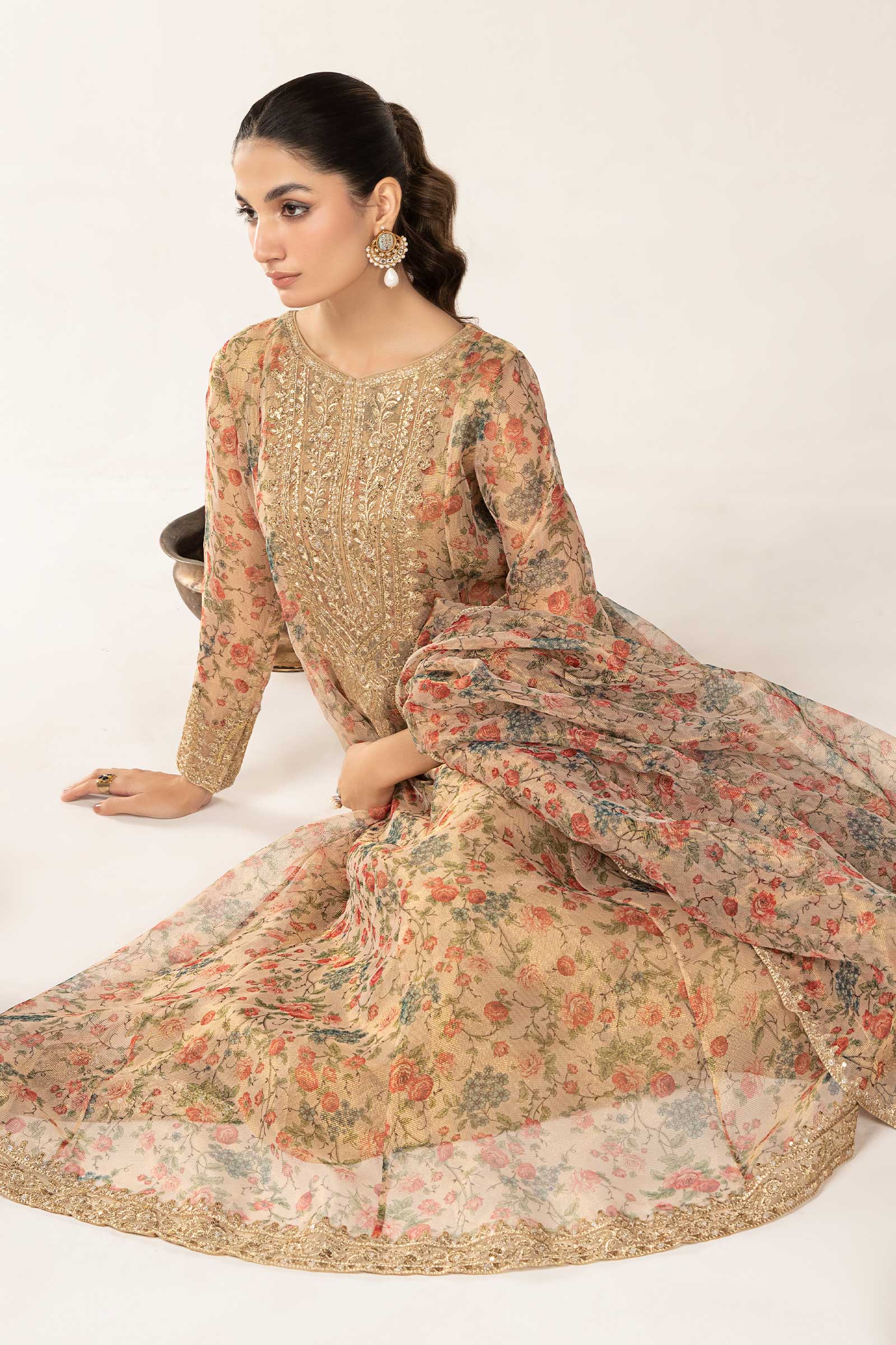 3 Piece Printed Organza Masoori Net Suit - Image 7
