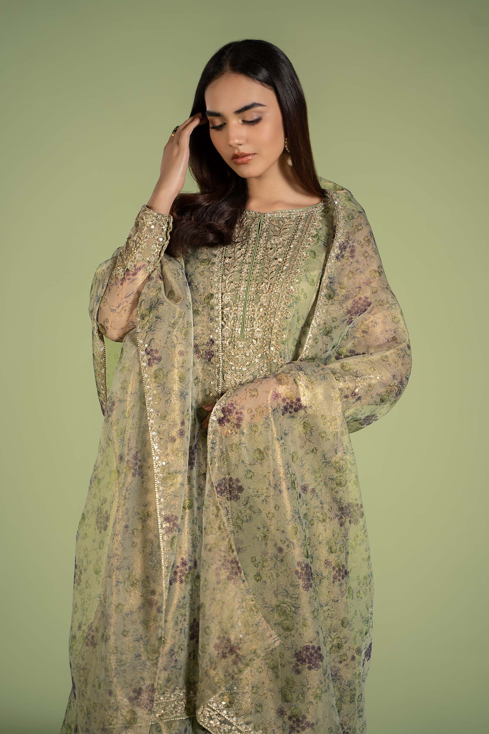 3 Piece Printed Organza Masoori Net Suit - Image 7