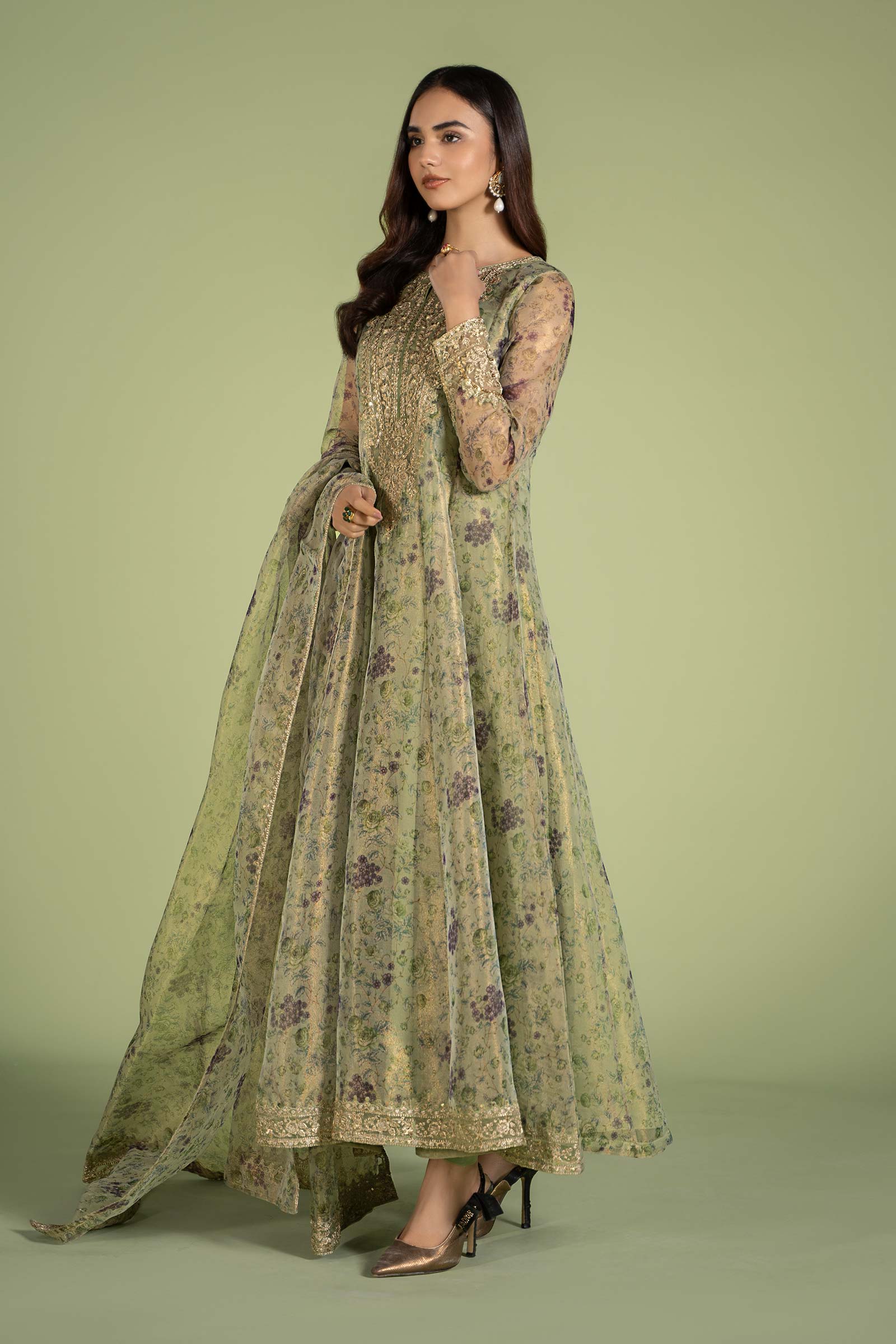 3 Piece Printed Organza Masoori Net Suit - Image 9