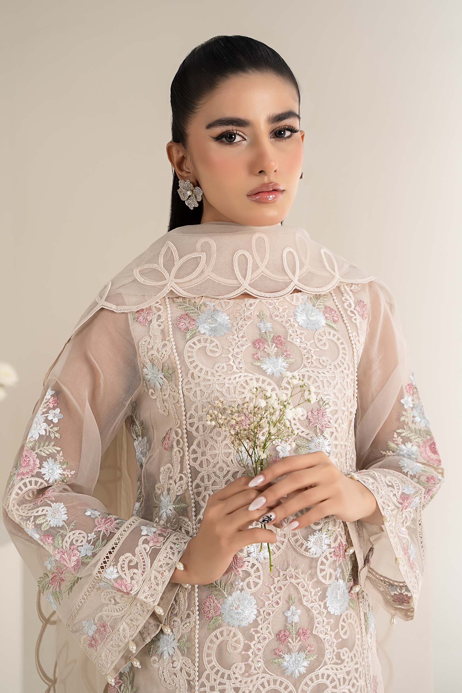 3 Piece Embroidered Organza Suit - Image 2
