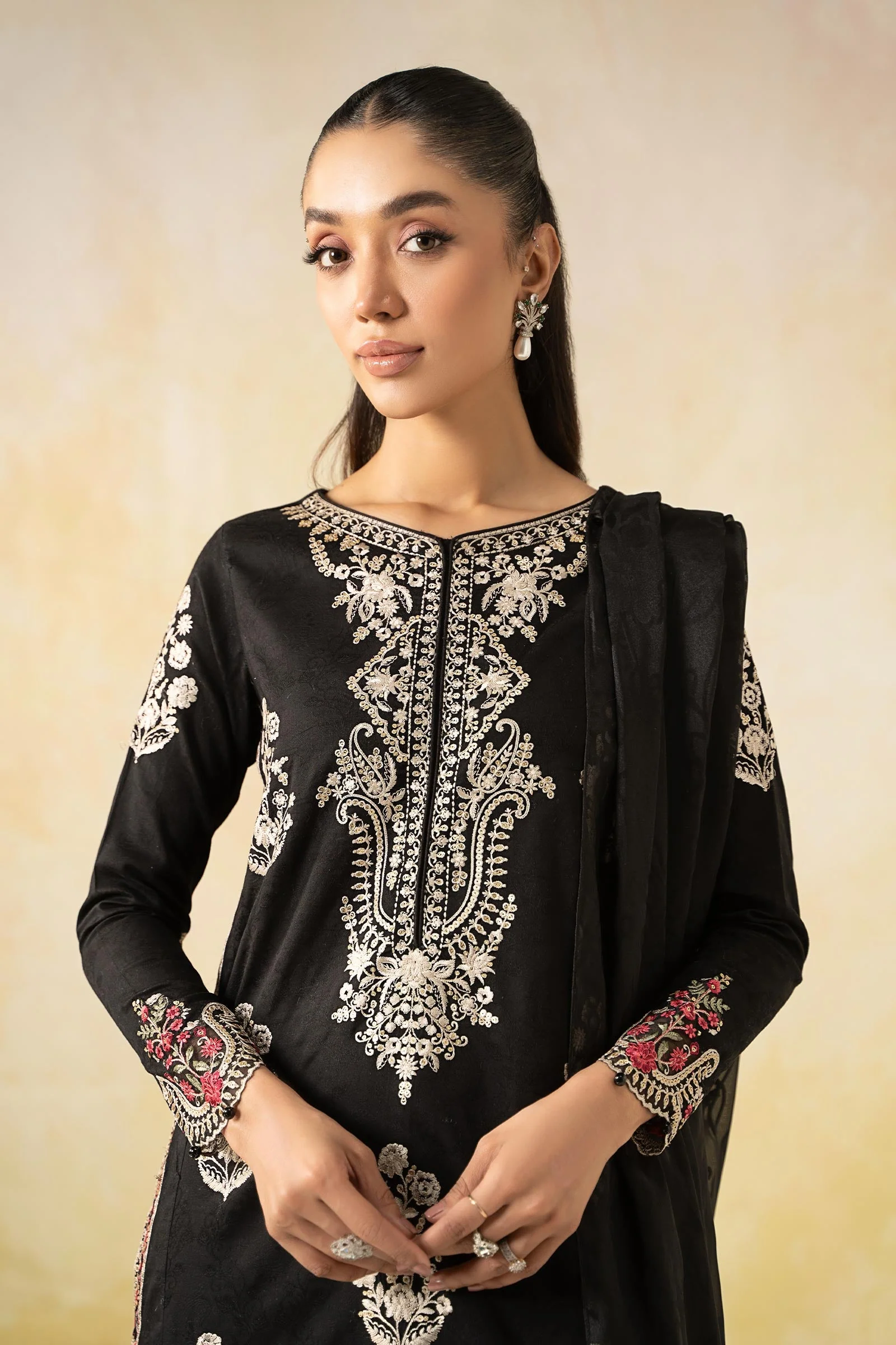 3 Piece Embroidered Self Jacquard Lawn Suit - Image 2