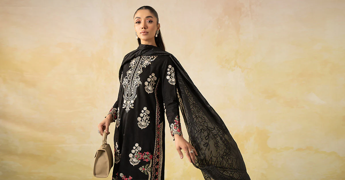 3 Piece Embroidered Self Jacquard Lawn Suit - Image 7