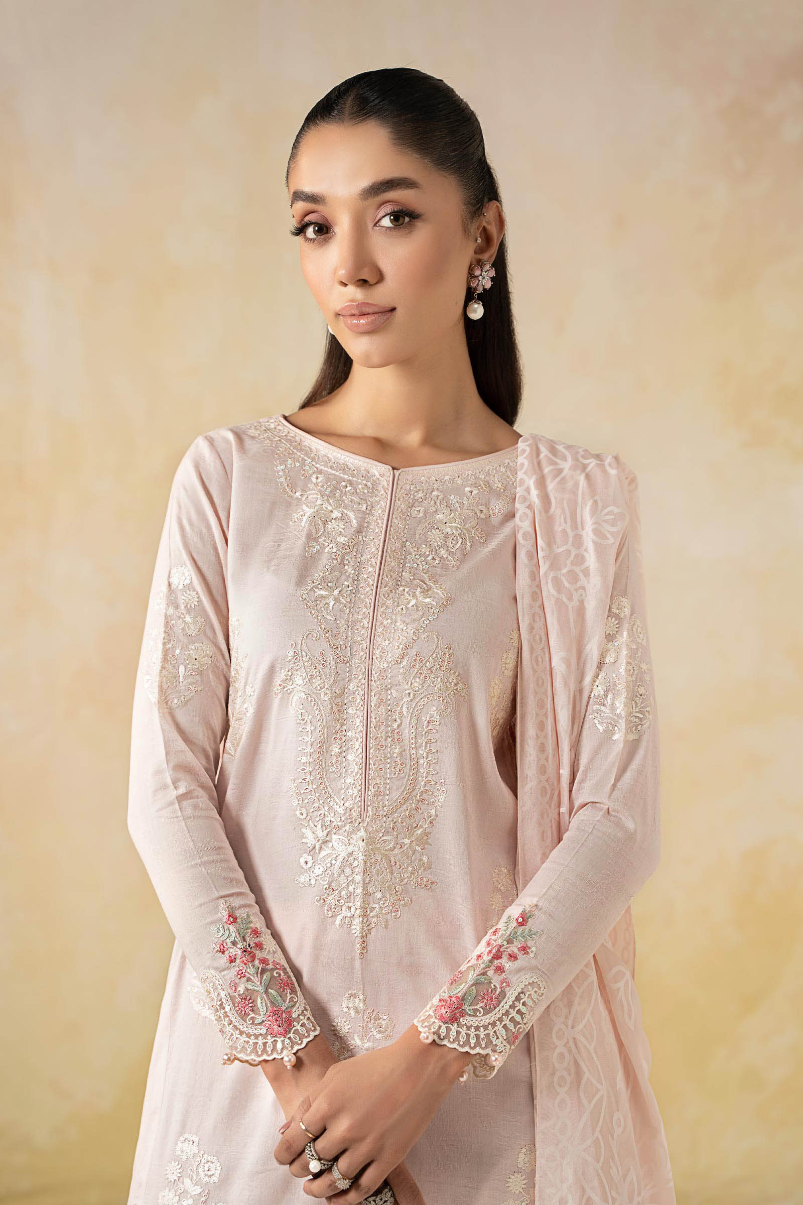 3 Piece Embroidered Self Jacquard Lawn Suit - Image 2