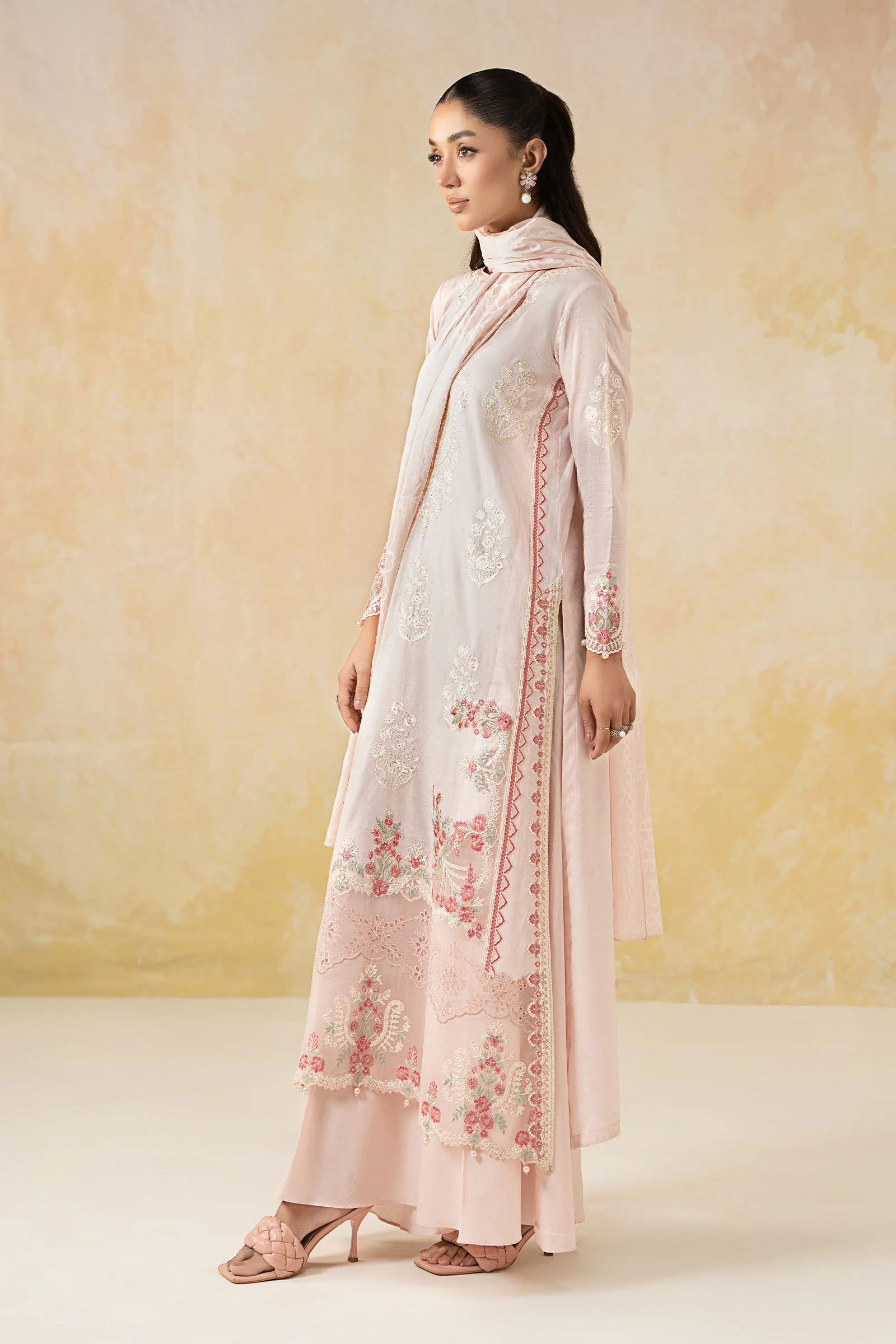3 Piece Embroidered Self Jacquard Lawn Suit - Image 3