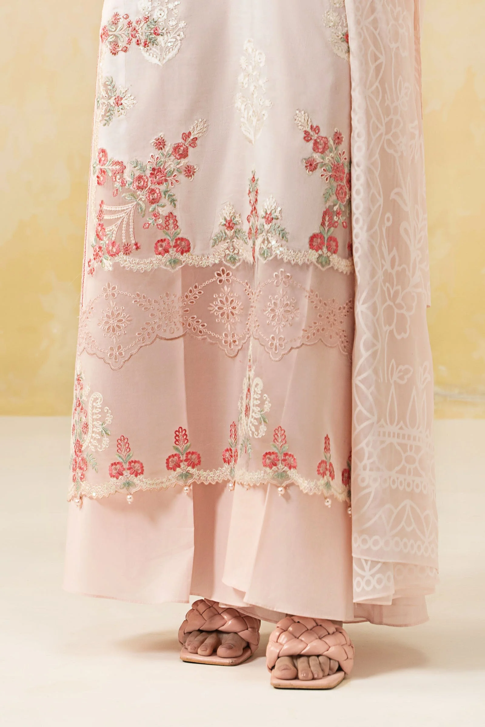 3 Piece Embroidered Self Jacquard Lawn Suit - Image 5