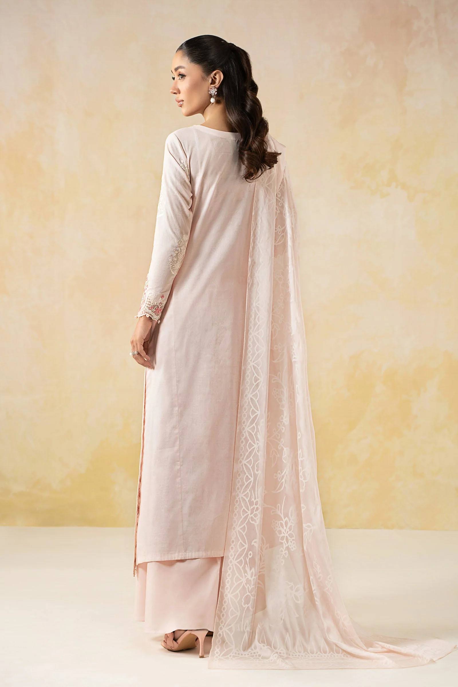 3 Piece Embroidered Self Jacquard Lawn Suit - Image 6