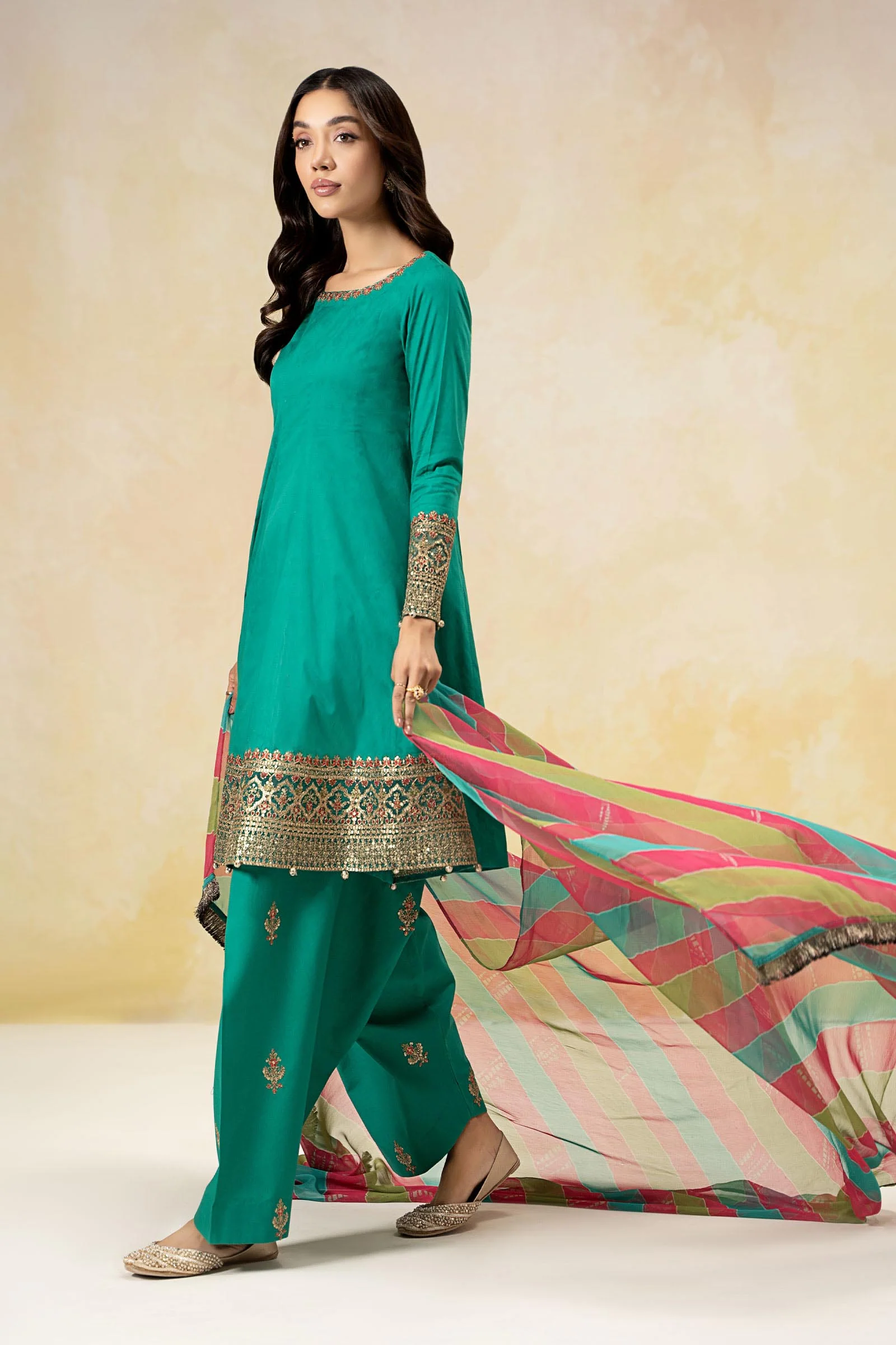 3 Piece Embroidered Self Jacquard Lawn Suit - Image 11