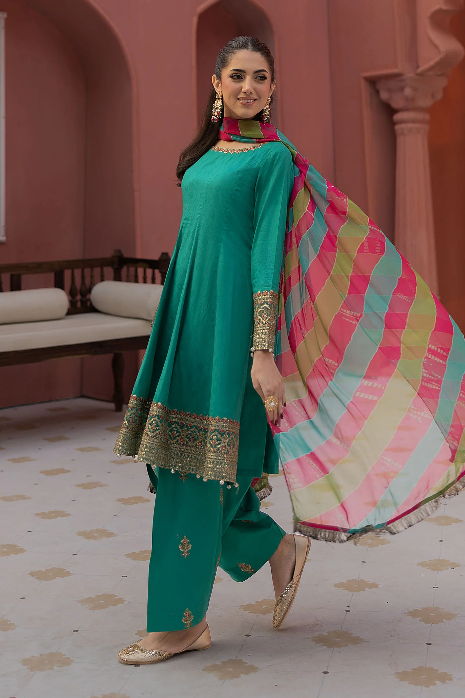 3 Piece Embroidered Self Jacquard Lawn Suit - Image 4