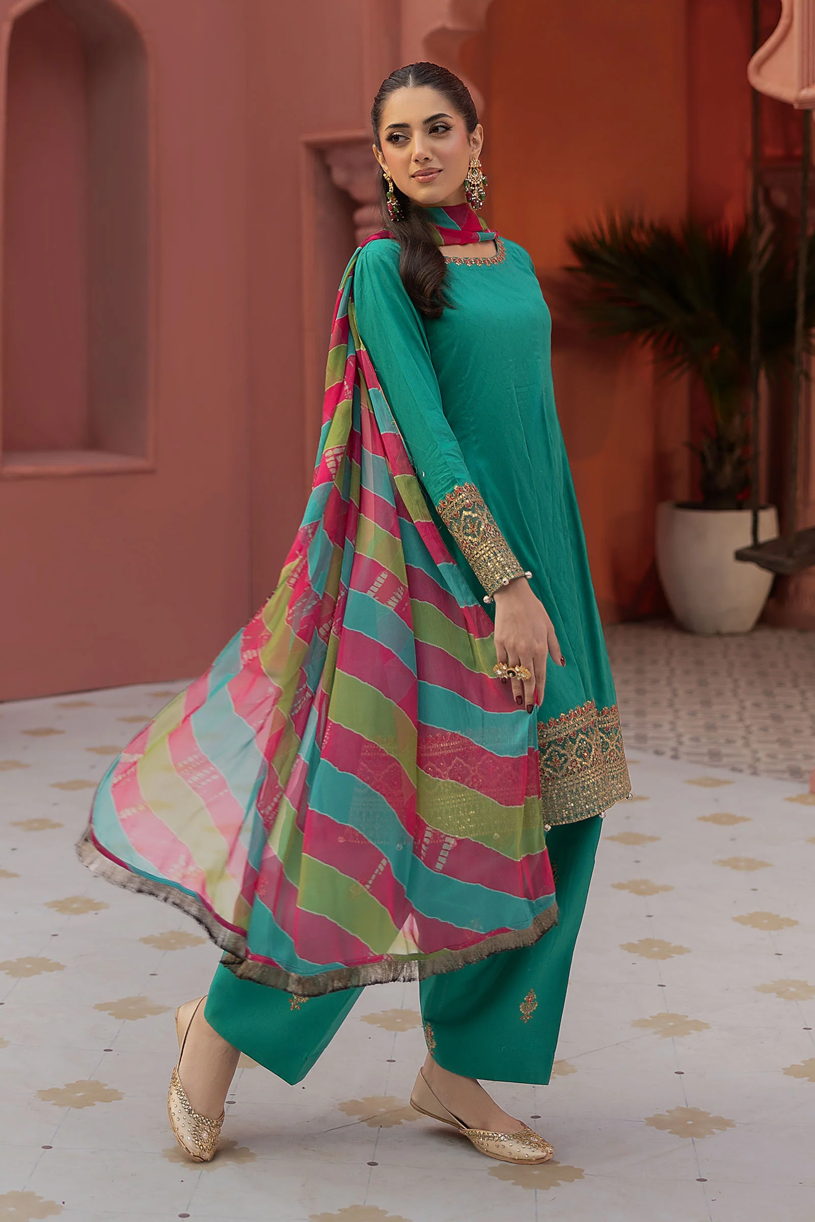 3 Piece Embroidered Self Jacquard Lawn Suit - Image 5