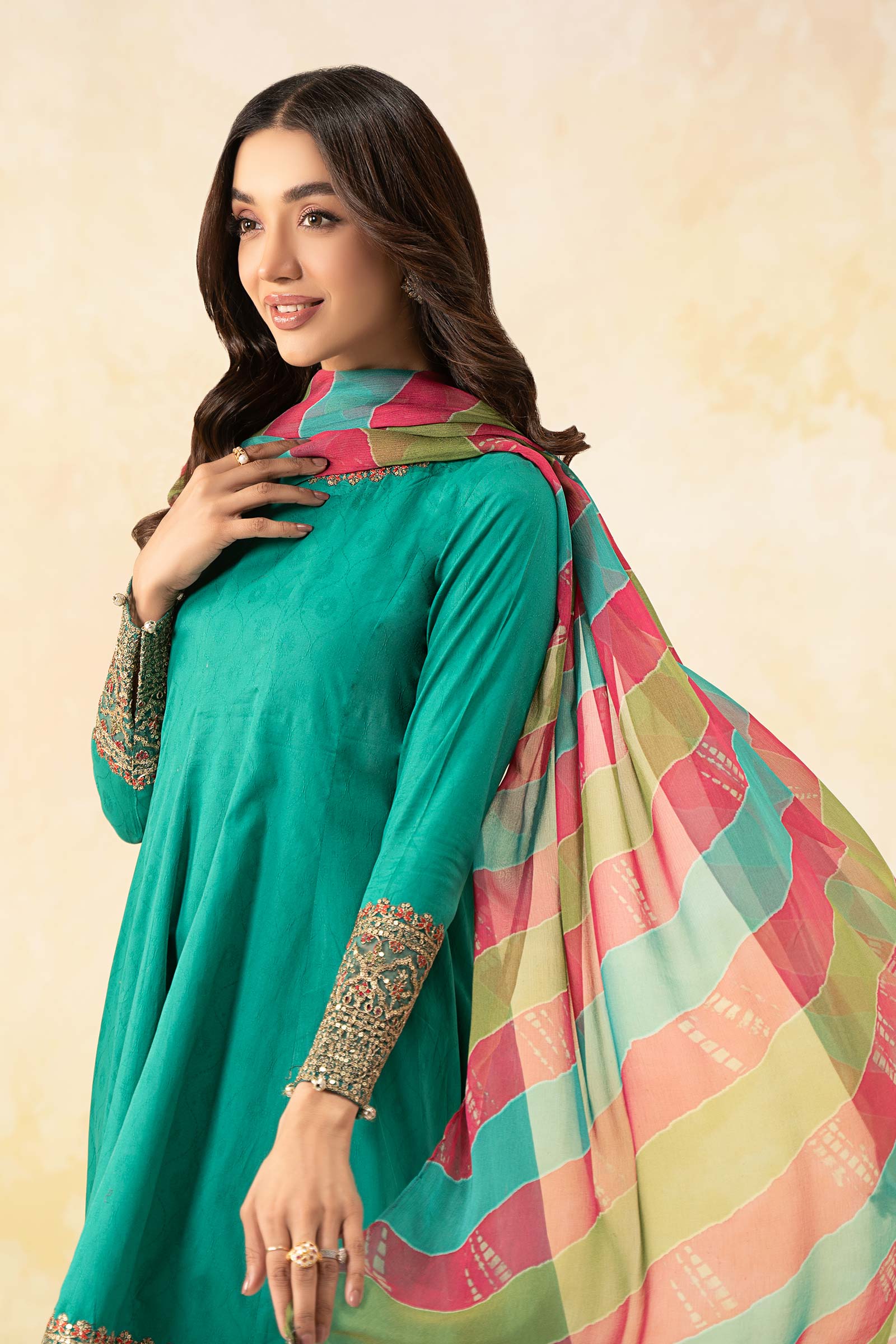 3 Piece Embroidered Self Jacquard Lawn Suit - Image 9