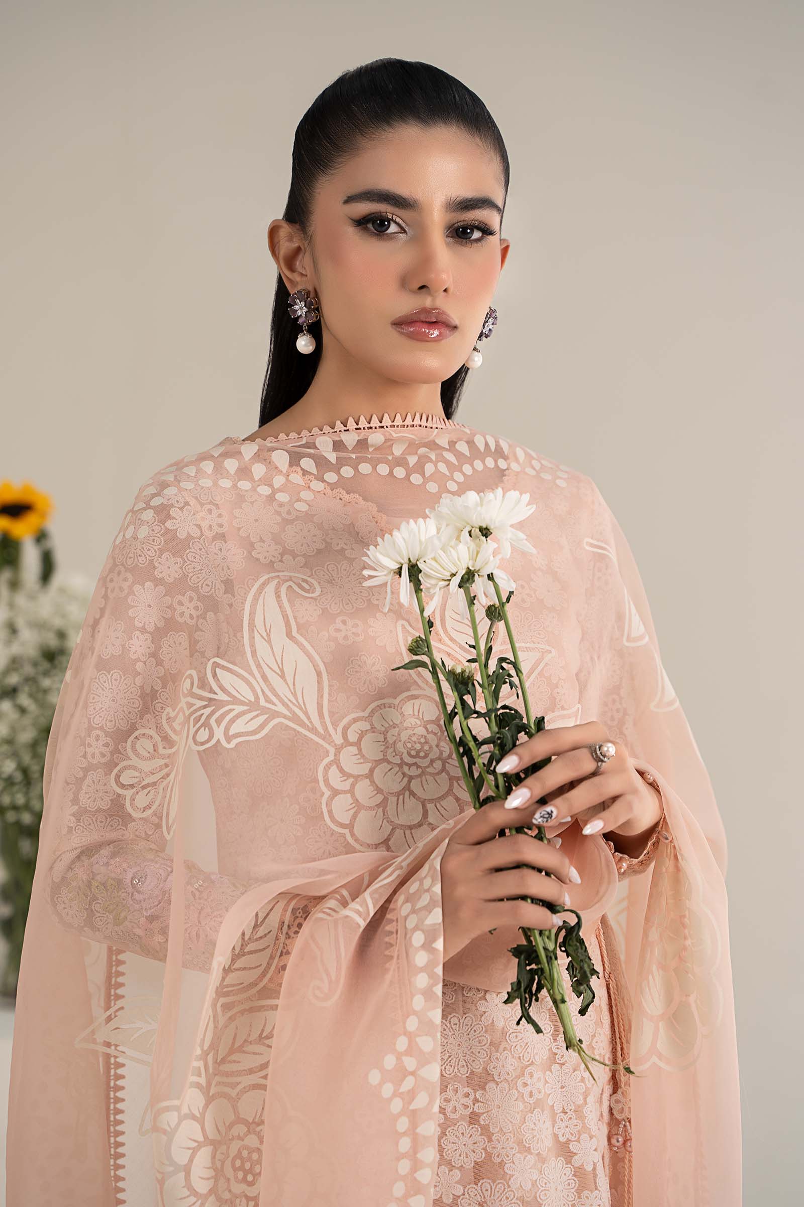 3 Piece Embroidered Polyester Net Suit - Image 2
