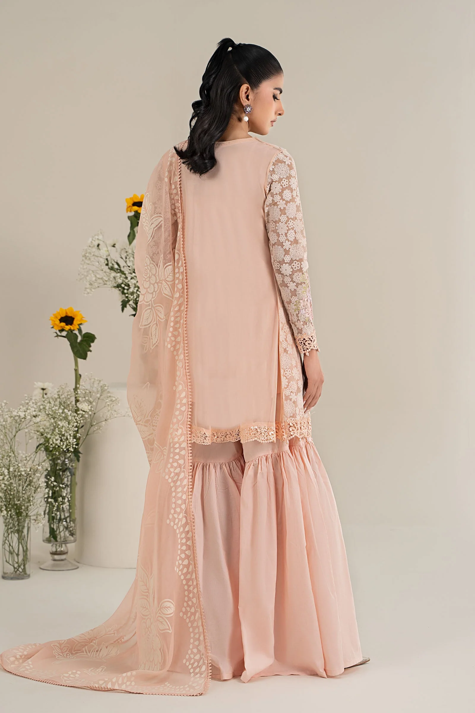 3 Piece Embroidered Polyester Net Suit - Image 7