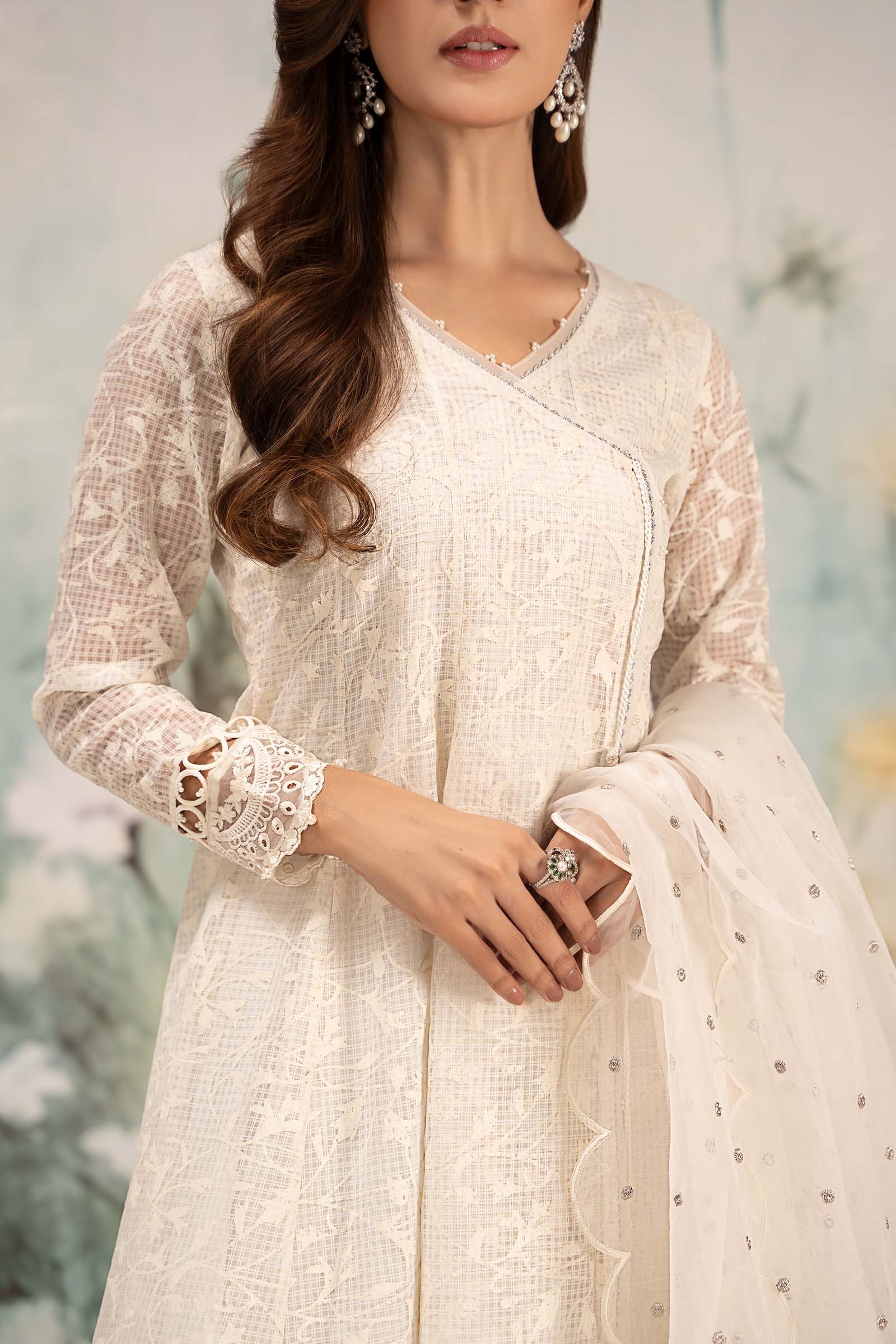 3 Piece Embroidered Organza Suit - Image 5