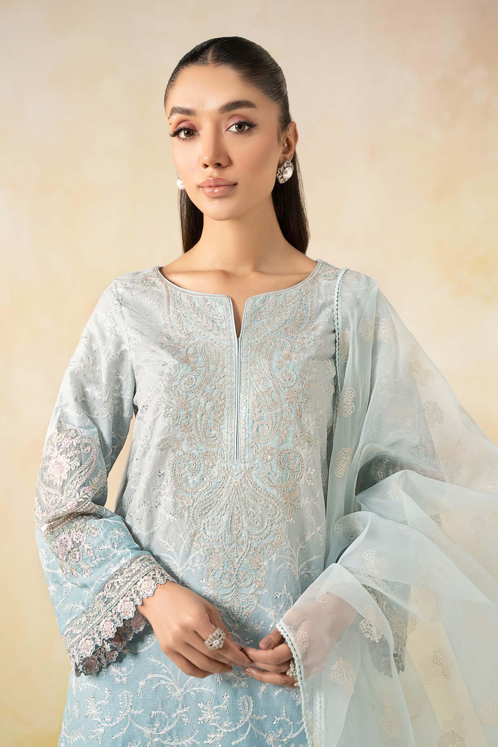 3 Piece Embroidered Self Jacquard Lawn Suit - Image 2